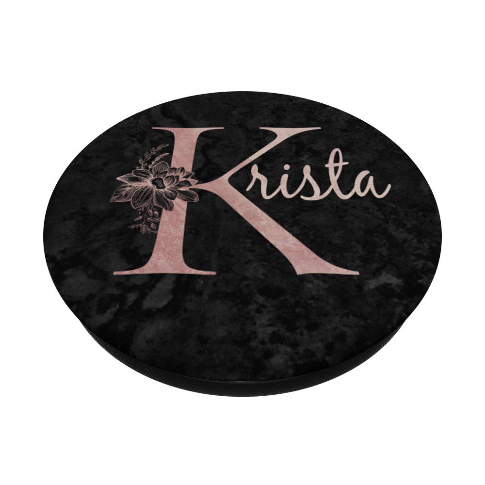 Krista Name Personalized Pink Rose on Black Design Tumbler - Custom Insulated Coffee Cup for Women, Gift for Her - Perfect for Office, Travel, and Daily Use