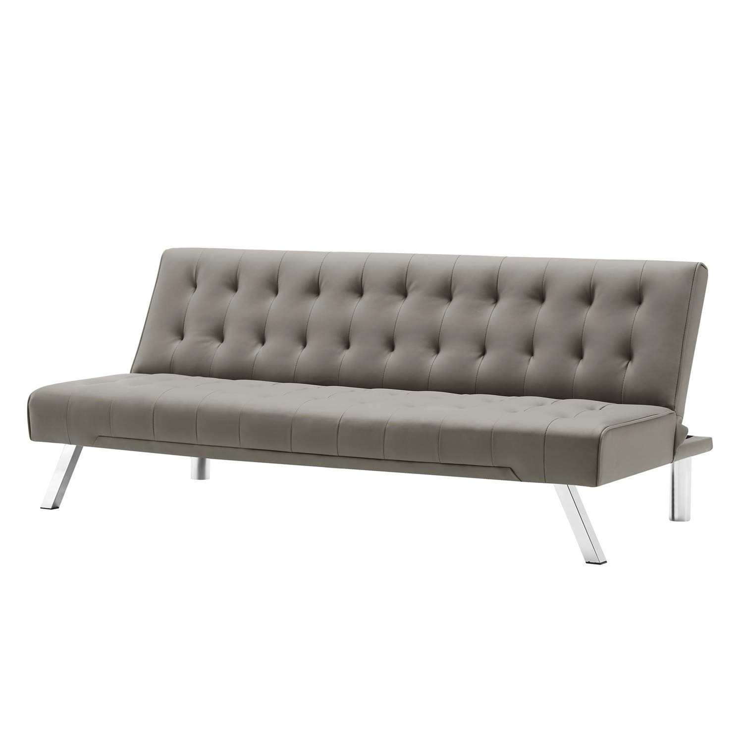 Modern Living Room Sofa Bed - Soft Folding Loveseat with PU Leather Upholstery & Metal Legs, Convertible Sleeper for Small Spaces, Perfect for Apartments, Dorms, Guest Rooms (Gray) | Compact Furniture for Studio Living, Home Office Lounging & Overnight Guests