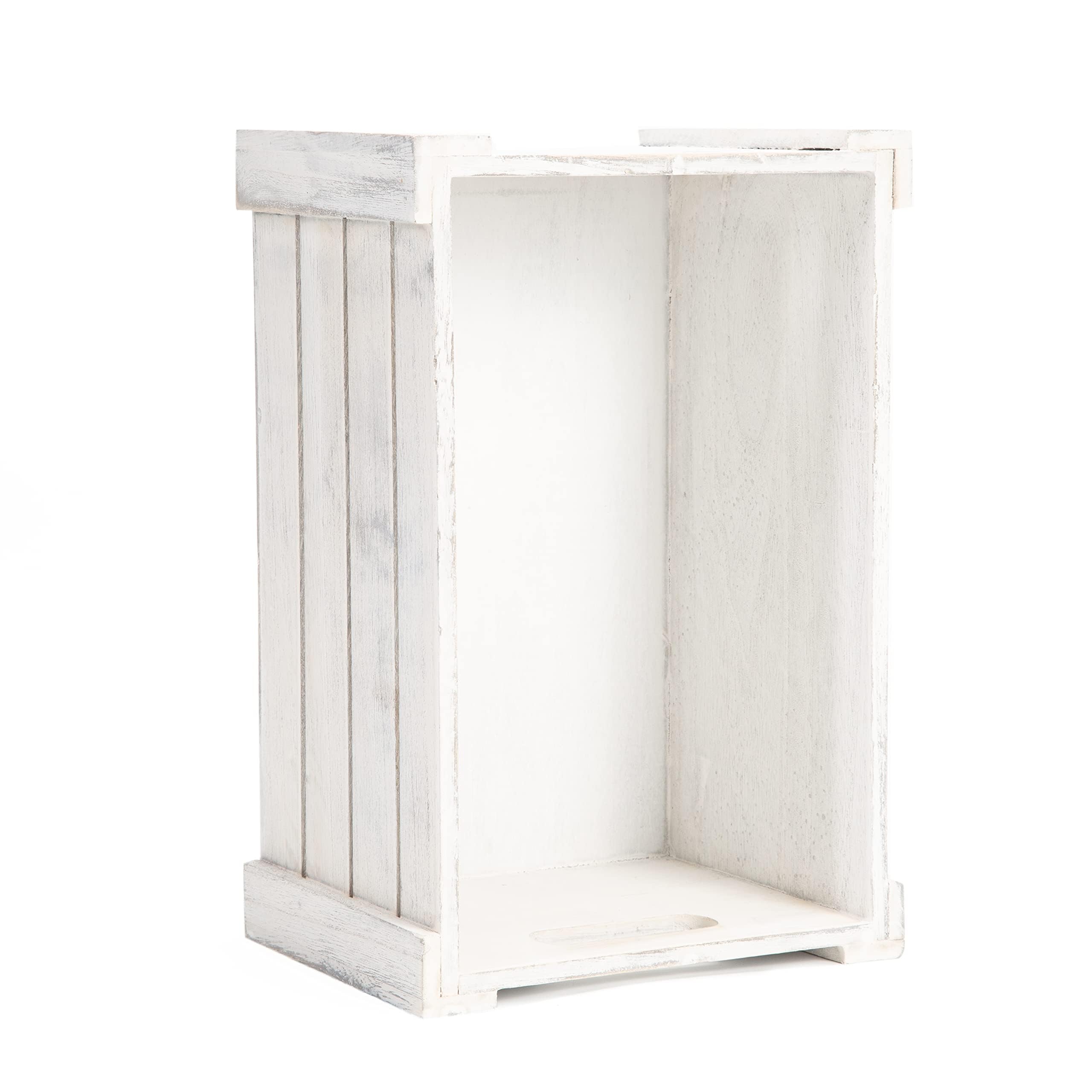 Wickerfield Wooden Crates with Cutout Handles - Large Storage Box Tray for Shelves, Christmas Eve Gift Box | Perfect for Home Organization, Holiday Decor & Farmhouse Style Decorating