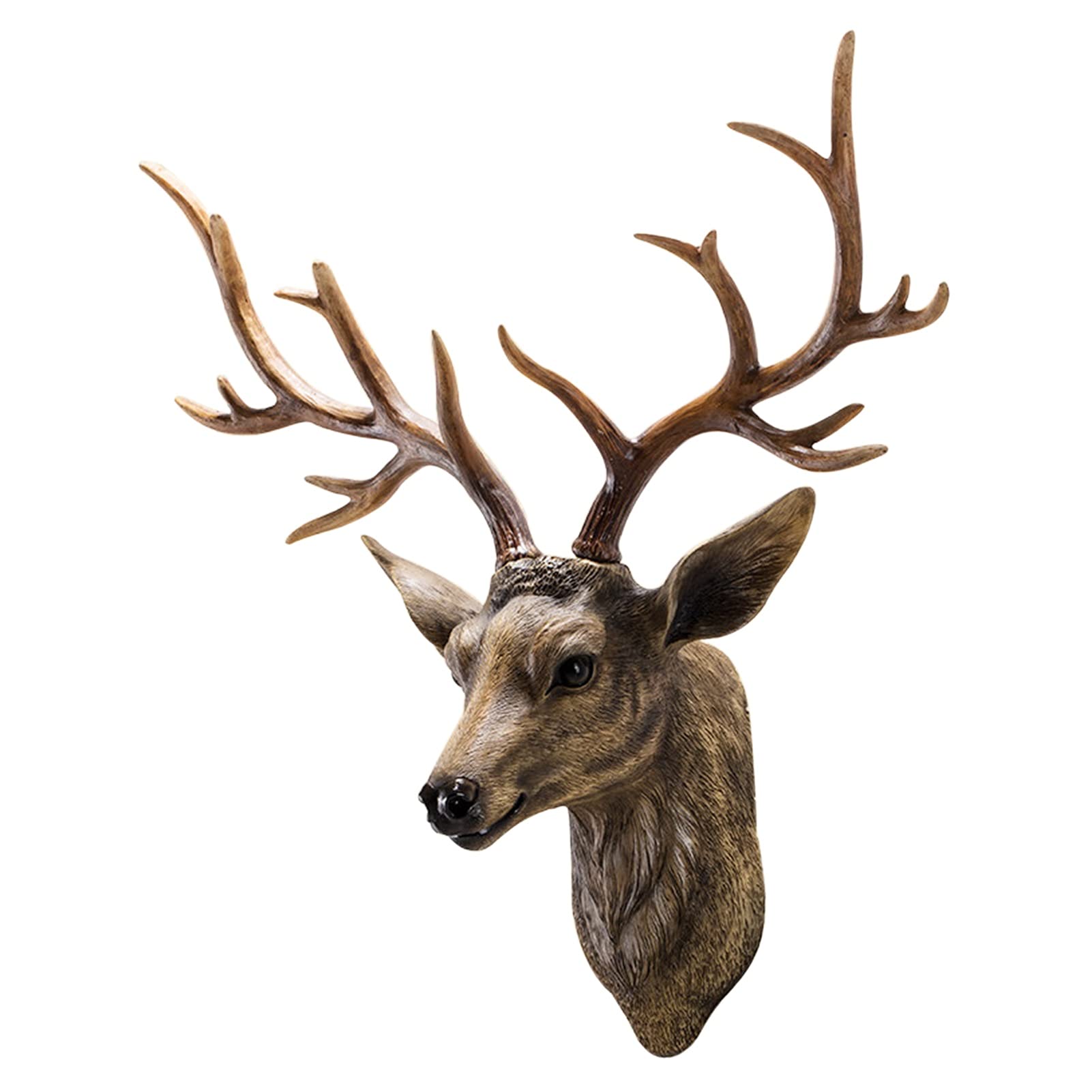 Faux Deer Head Wall Decor - Resin Stag Antler Sculpture for Living Room, Office & Cabin - Multi-Colored Animal Head Art for Rustic, Farmhouse & Modern Interior Design