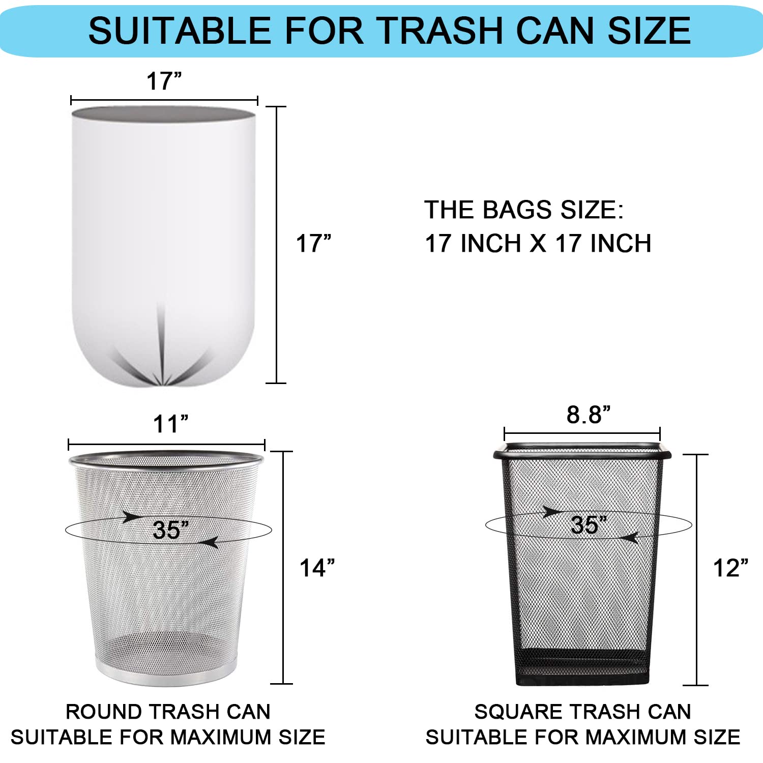 1.2 Gallon Small Trash Bags (150 Count) - 4.5 Liter Clear Wastebasket Liners for Bathroom, Office & Kitchen - Leakproof & Odor Control Garbage Can Liners | Perfect for Small Bins, Diaper Pails & Desk Side Wastebaskets