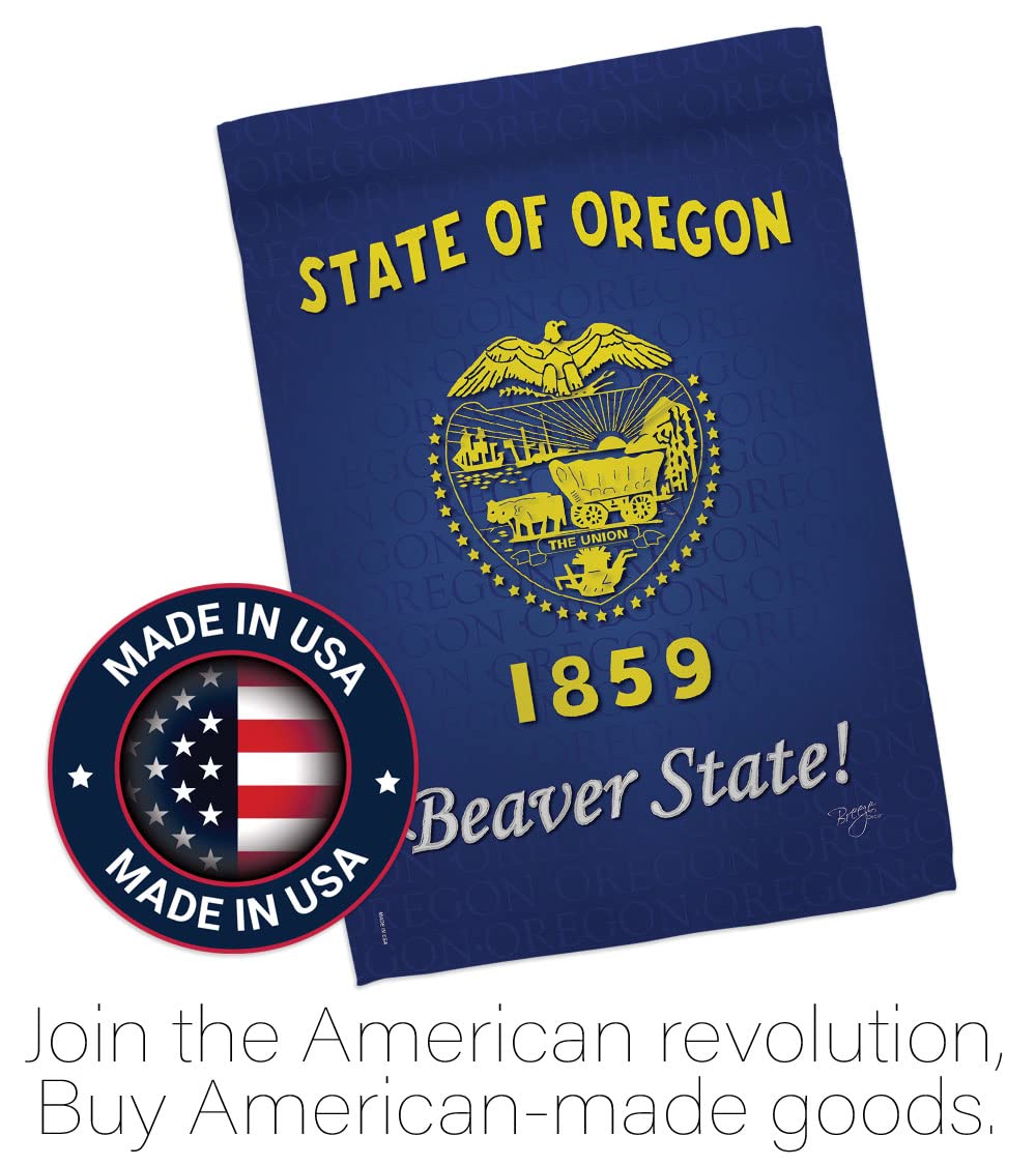Oregon Americana House Flag Set - 28x40in w/Flagpole - Perfect for Outdoor Decor