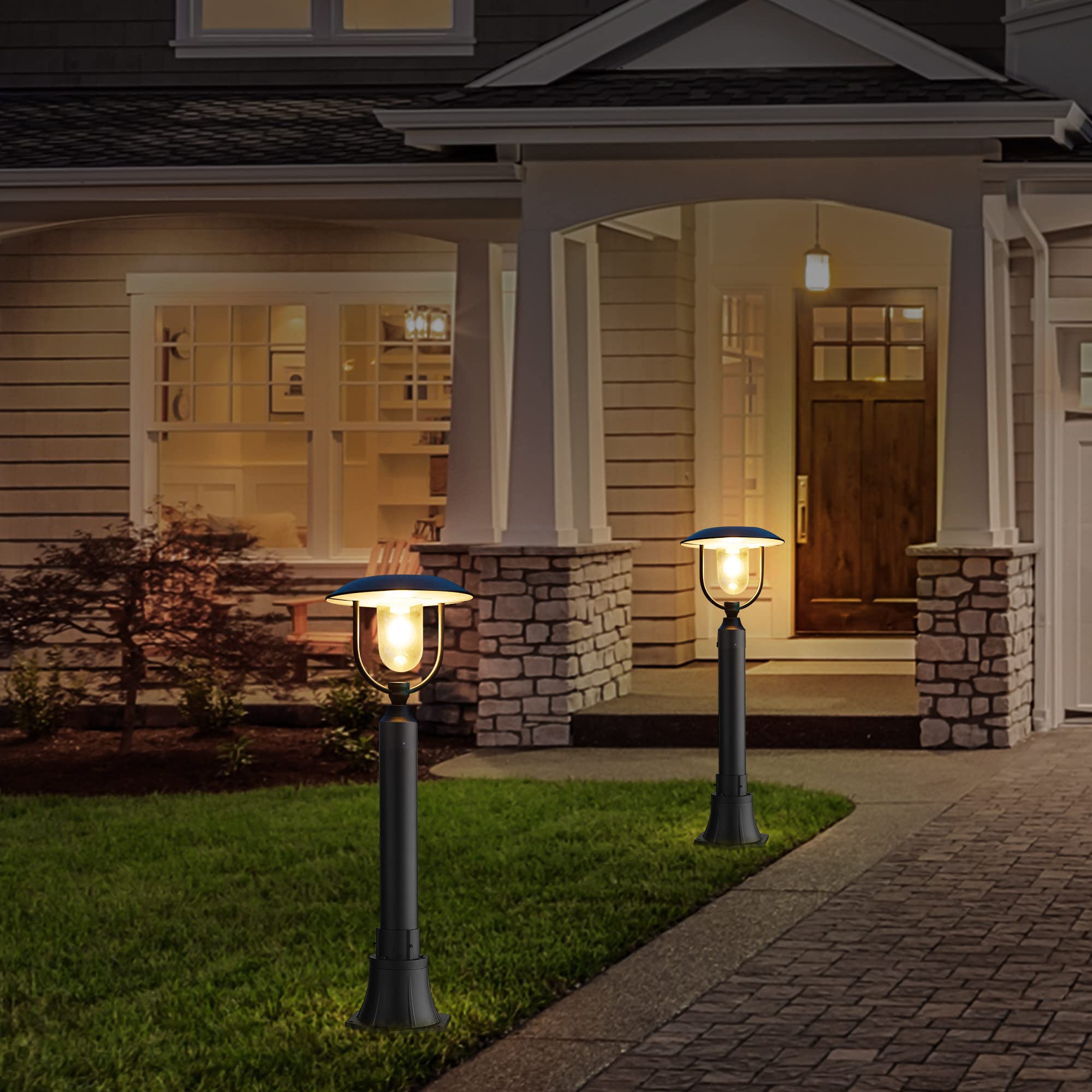 LUTEC Solar Lamp Post Light Outdoor - Dusk to Dawn Waterproof Black Solar Fixture for Garden, Patio, Pathway, Pier & Pole Mount | Energy-Efficient Solar Powered Exterior Lighting for Driveway, Walkway & Landscape Decor