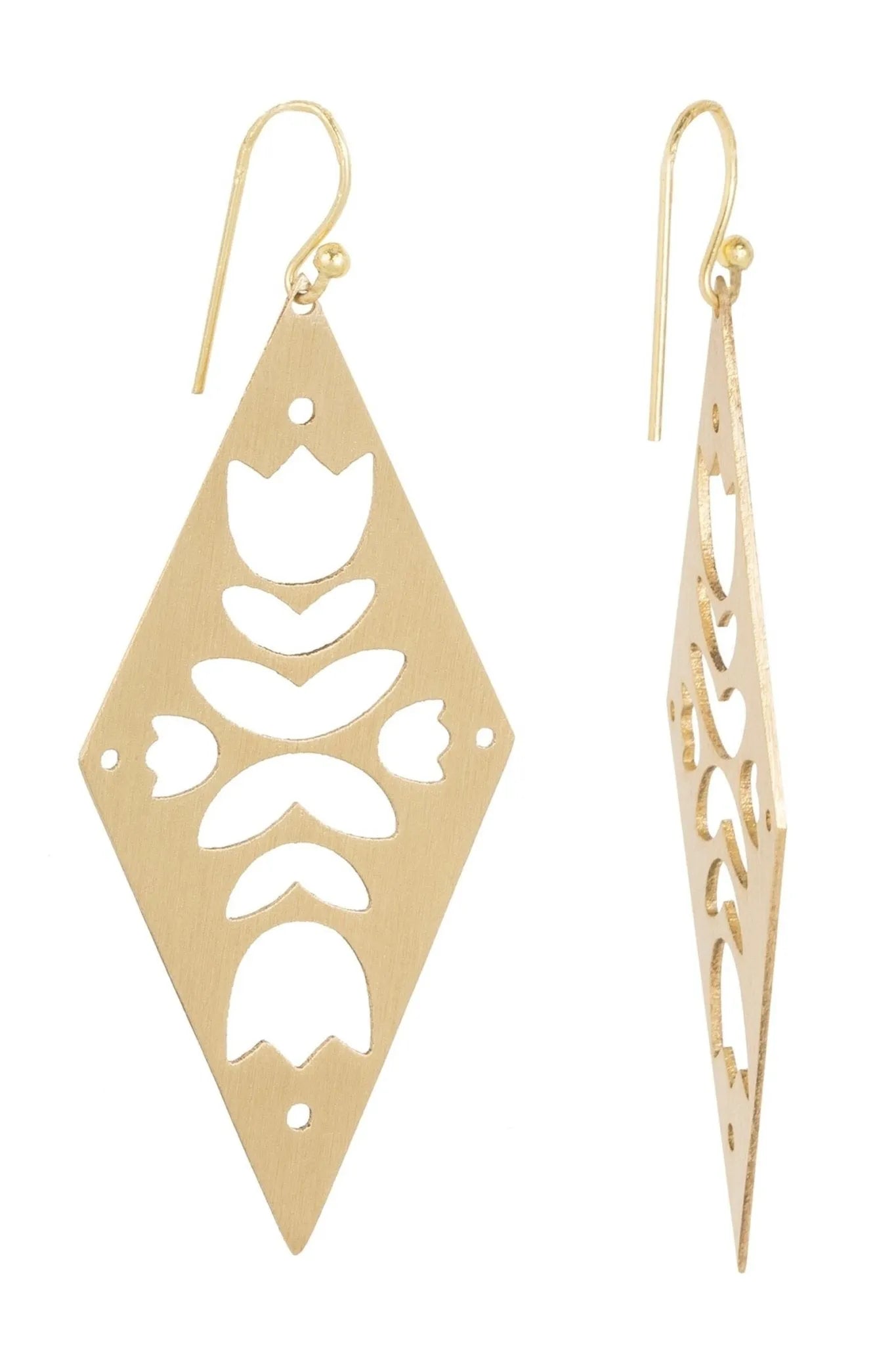 Diamond Drop Open Brass Earrings for Women - Elegant Dangle Earrings for Party, Wedding & Everyday Wear