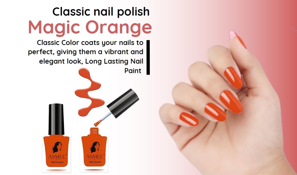 Asmee Classic Nail Polish Set - 3 Pack (Coral Rose, Wisteria, Magic Orange) | Long Lasting Nail Enamel for Women | Perfect for Daily Wear, Parties & Special Occasions