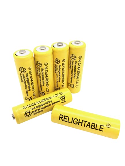 High-Capacity 1.2V NiCd AA Rechargeable Batteries 600mAh - 6 Pack for Solar Lights, Garden Lights, Remote Controls - Perfect for Outdoor Lighting & Home Electronics