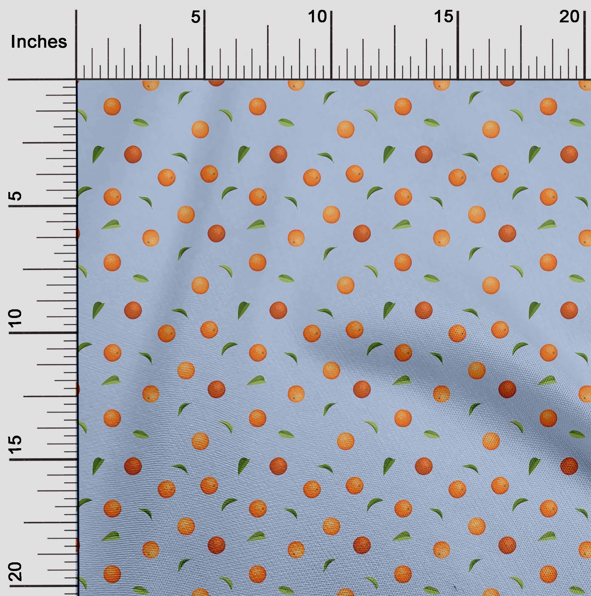 oneOone Viscose Chiffon Fabric - Leaves & Orange Fruit Print - 42 Inch Wide by the Yard | Perfect for Summer Dresses, Scarves & DIY Fashion Projects