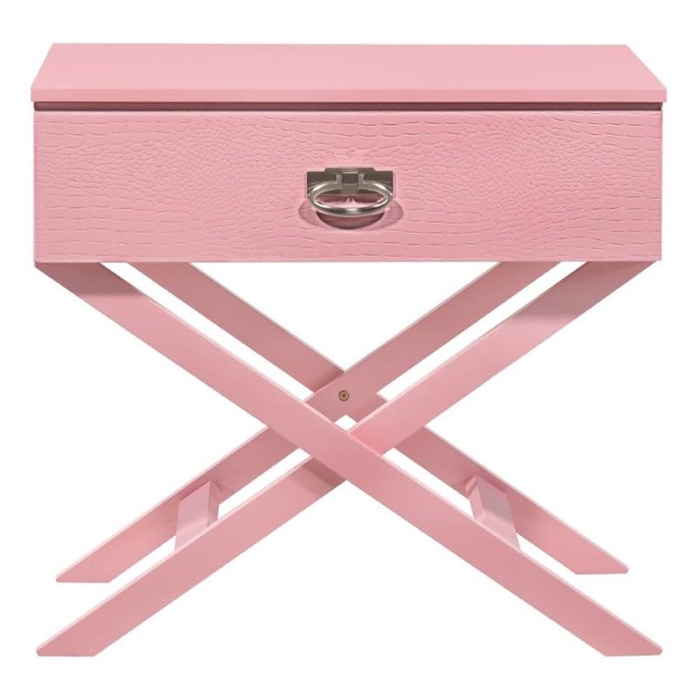 Glory Furniture Xavier Solid Wood 1-Drawer Nightstand in Pink - Modern Bedroom Side Table with Storage for Bedside Organization | Perfect for Home Decor, Guest Rooms & Small Spaces