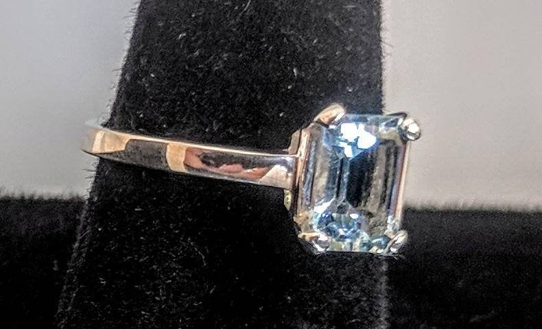 14K Solid Gold Aquamarine Solitaire Ring - Sterling Silver, Yellow, White, or Rose Gold Options - Custom Sizes 5-8 - Perfect for Engagement, Anniversary & Everyday Elegance