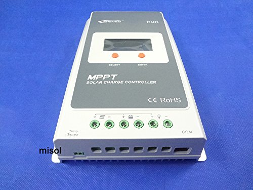 MISOL Tracer 40A MPPT Solar Charge Controller - 12V/24V Auto-Switching Solar Regulator for RV, Boat, Off-Grid Power Systems | High Efficiency Solar Panel Controller for Home & Outdoor Use