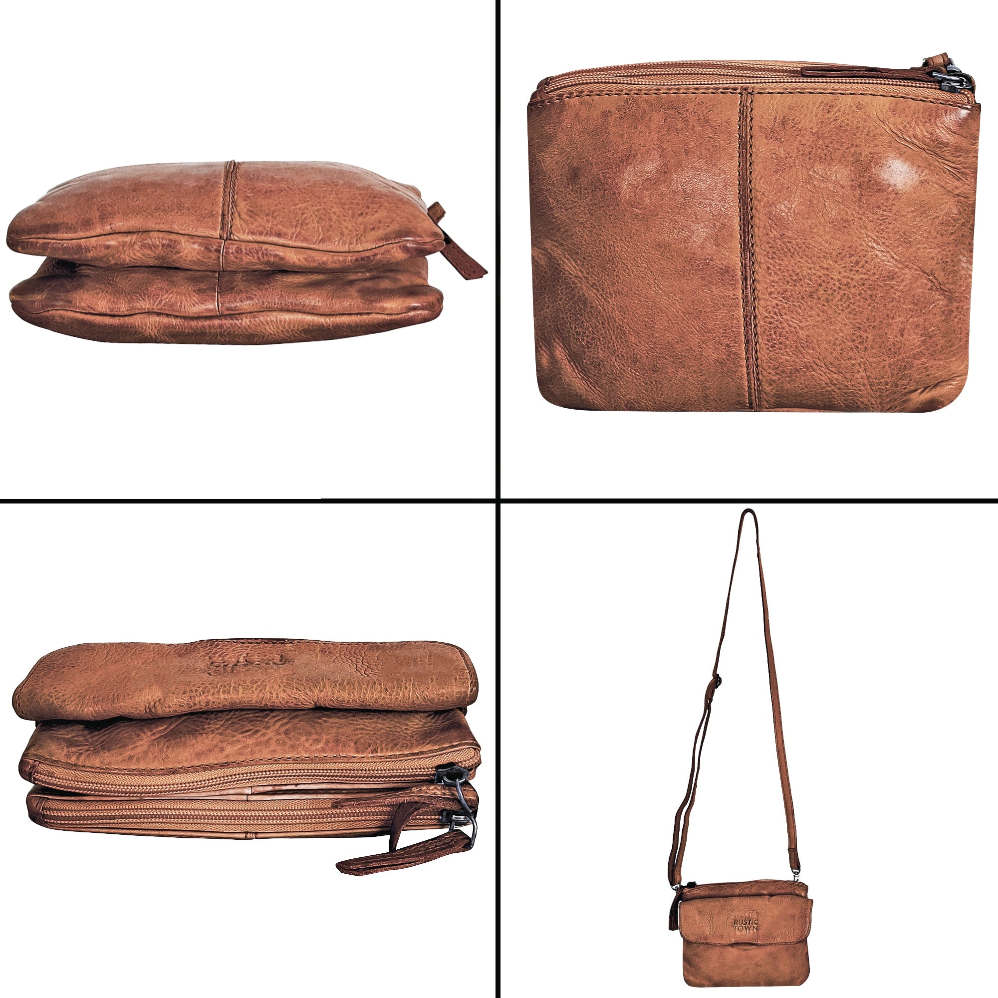 Premium Genuine Leather Sling Bag Wristlet Clutch Purse for Women - Cognac Brown Crossbody Handbag | Perfect for Travel, Shopping & Night Out