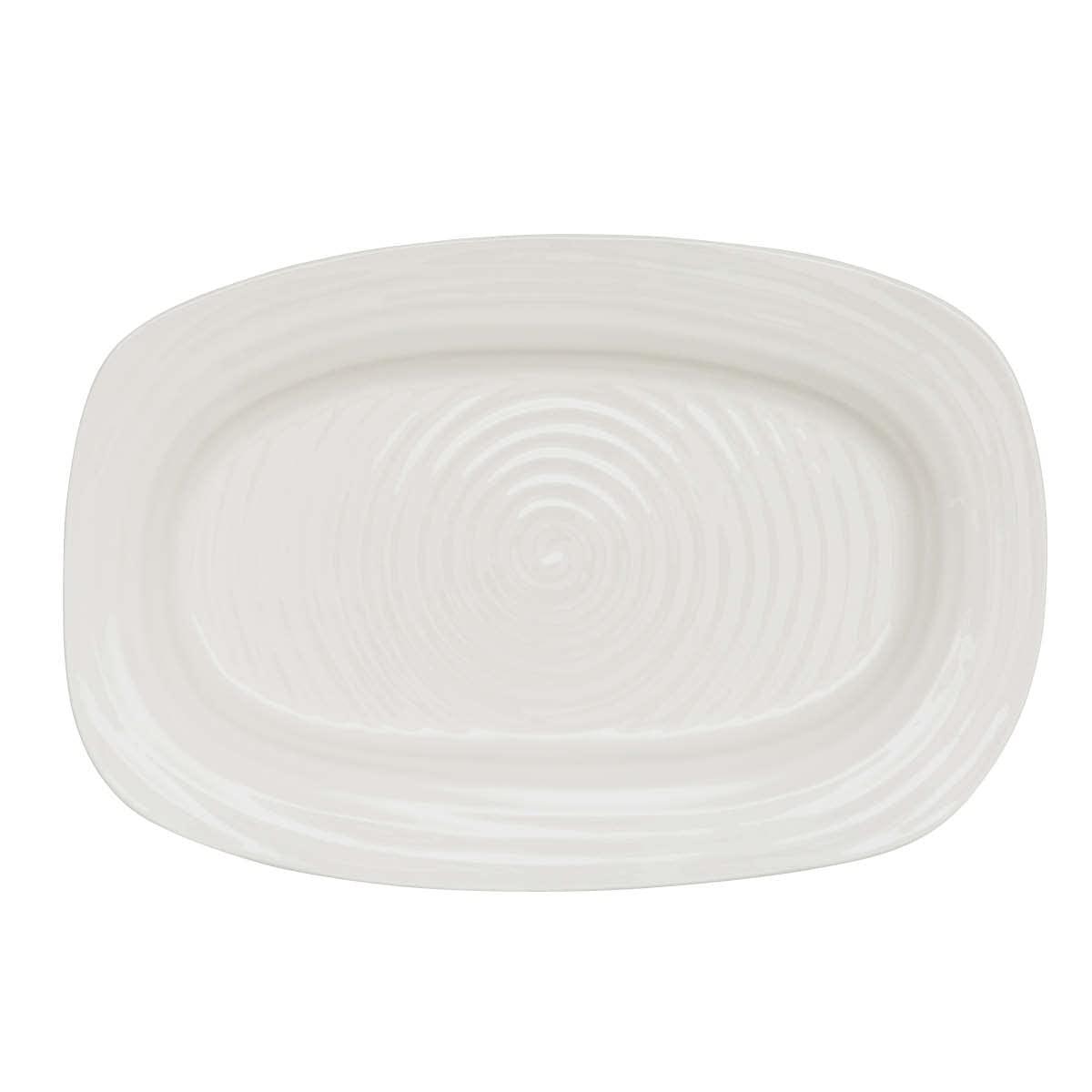 Portmeirion Sophie Conran White Porcelain Sandwich Tray - 13.5 x 9 Inch Appetizer Serving Platter for Parties, Snacks & Entertaining | Microwave & Dishwasher Safe | Elegant Dinnerware for Home & Restaurant Use