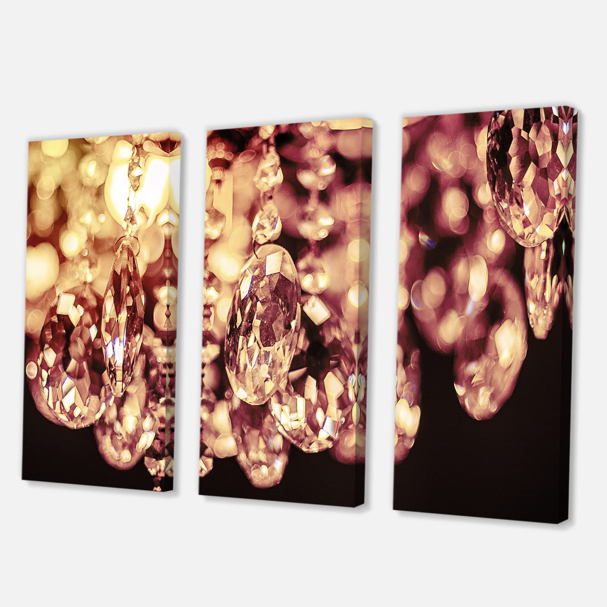 DesignQ Crystal Chandelier with Modern Canvas Wall Art - Elegant Lighting for Living Room, Dining Room & Bedroom Decor