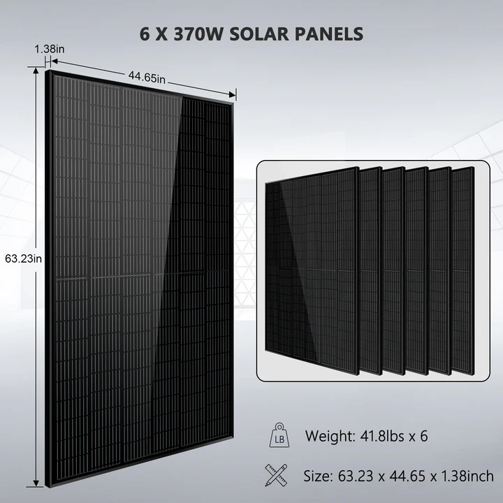 SunGoldPower Off Grid Solar Kit 6000W 24VDC 120V/240V with 10.24kWh LiFePO4 Battery & 6x370W Solar Panels | Complete Solar Power System for Homes, Cabins, RVs & Emergency Backup | SGK PRO62