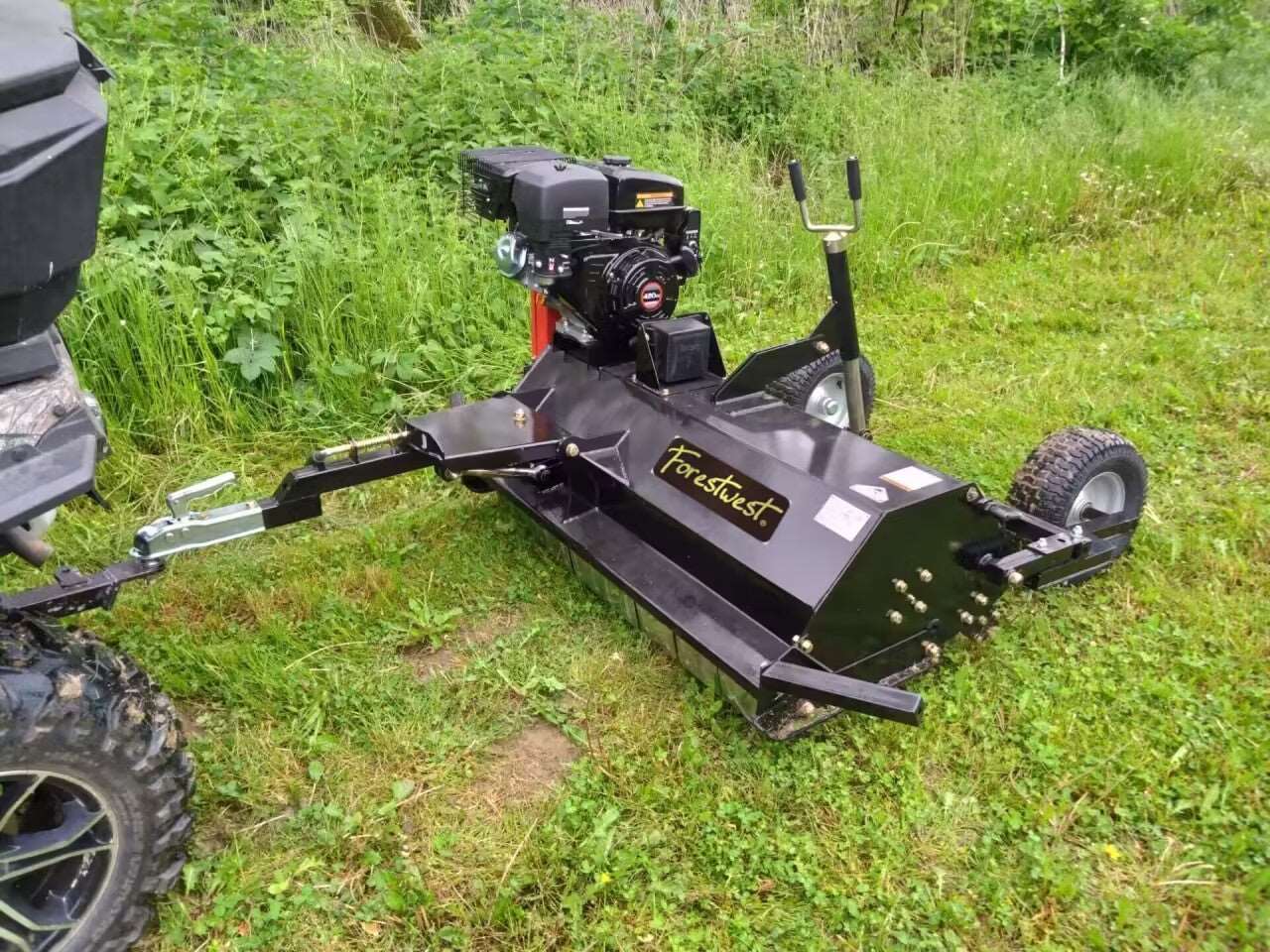 15HP Electric Start Tow Behind Flail Mower for ATV & Tractor - Heavy Duty Brush Cutter BM11141 - Perfect for Land Clearing, Pasture Maintenance & Roadside Vegetation Control