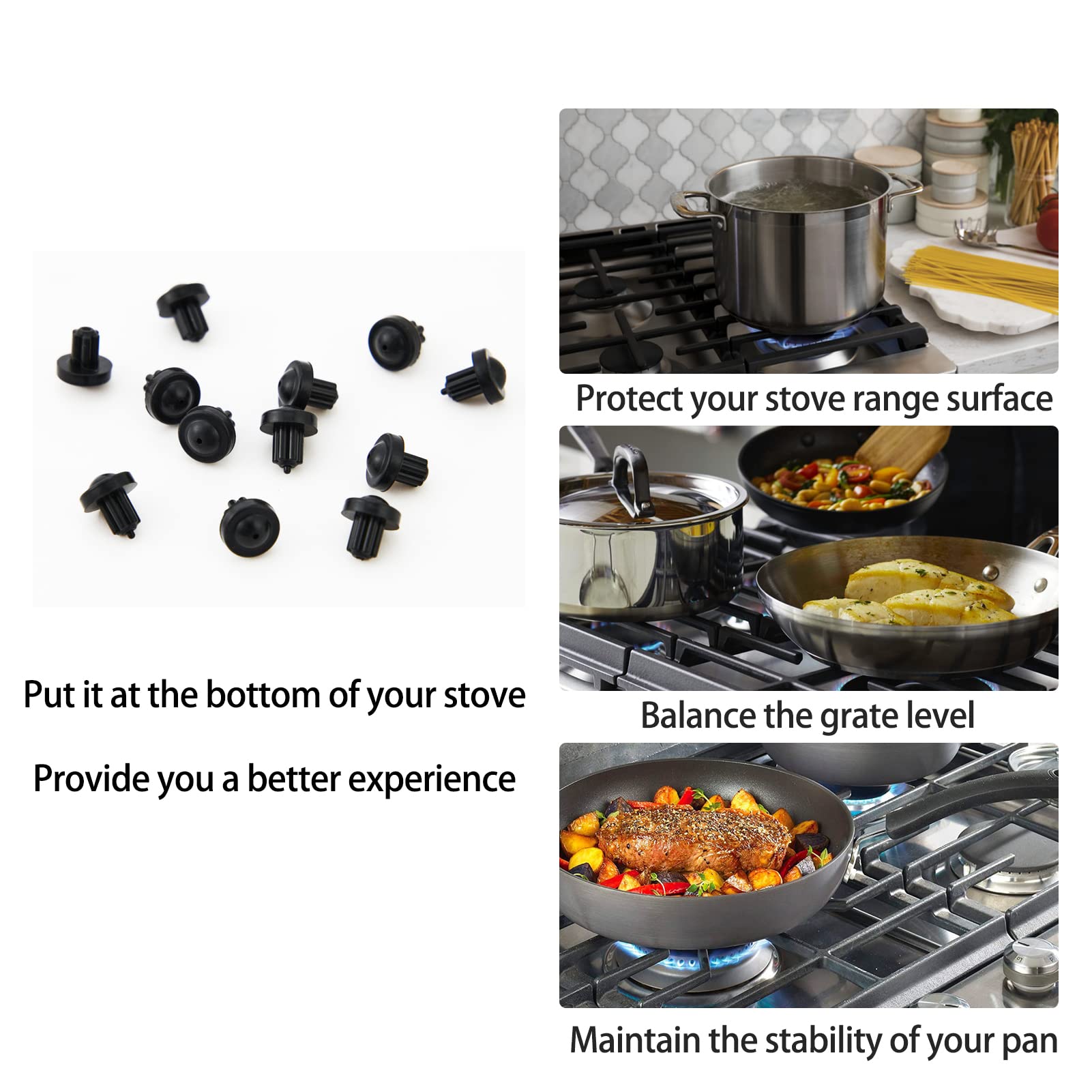 12Pcs 5304475129 Grate Rubber Feet Replacement for Frigidaire Gas Range Cooktop Parts - AP4499988 Compatible with Frigidaire Stove Burner Grates - Non-Slip Top Protector & Bumper Pads for Secure Cooking Surface - Perfect for Kitchen Upgrades & Appliance Maintenance