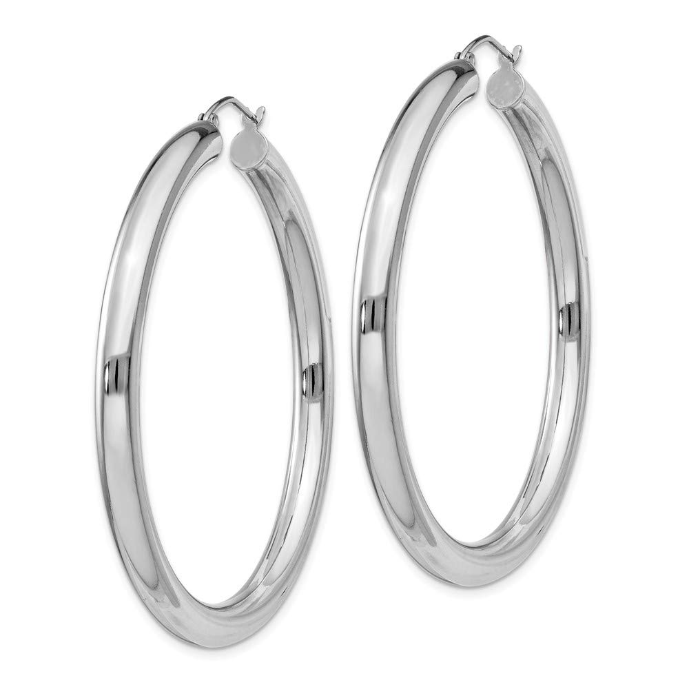 925 Sterling Silver 4mm Round Hoop Earrings - 52mm x 50mm | Hypoallergenic Dainty Everyday Jewelry for Women | Perfect for Work, Date Night & Gifts