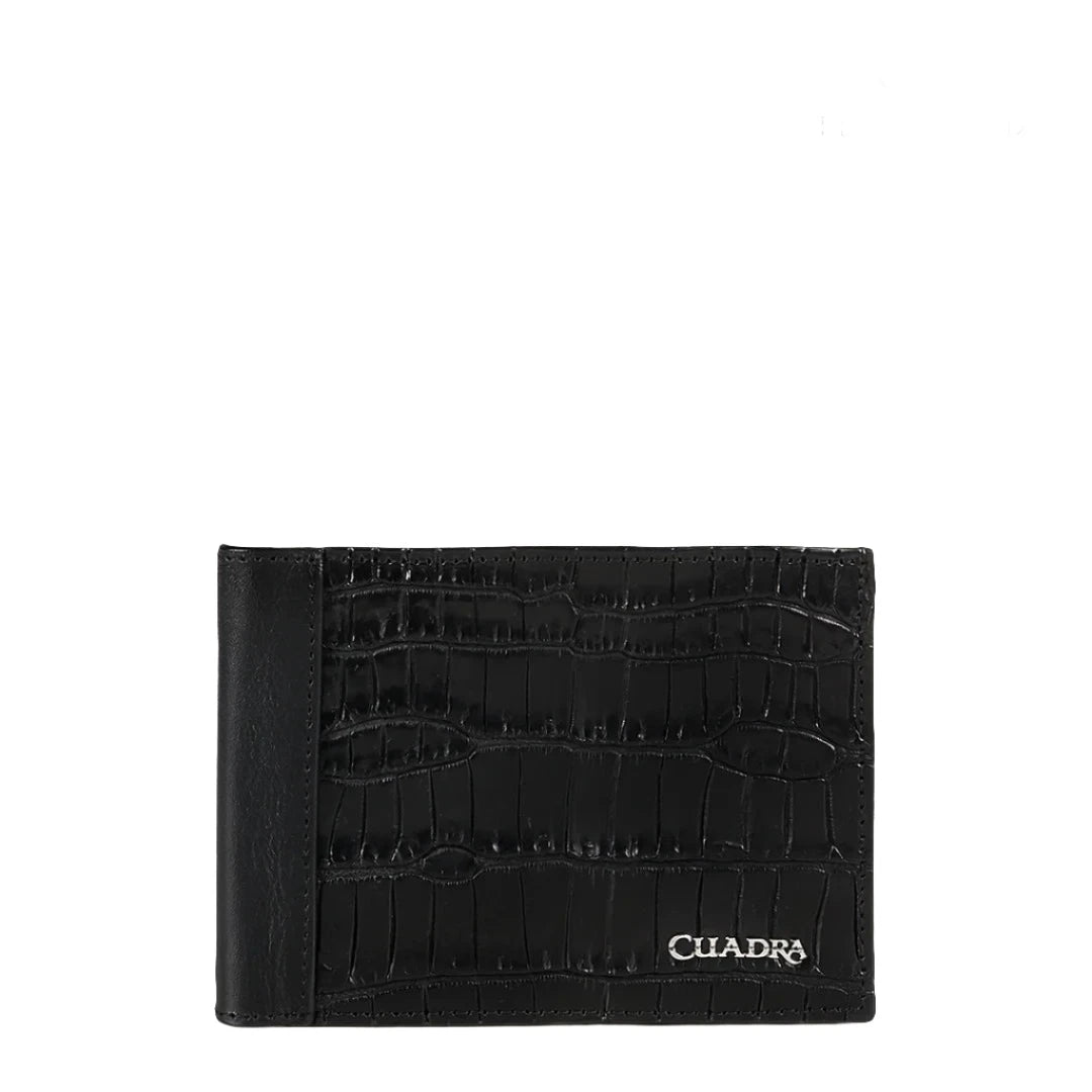 Premium Men's Cuadra Black Classic Moreleti Exotic Leather Bifold Wallet - Stylish RFID Protection for Everyday Carry & Travel