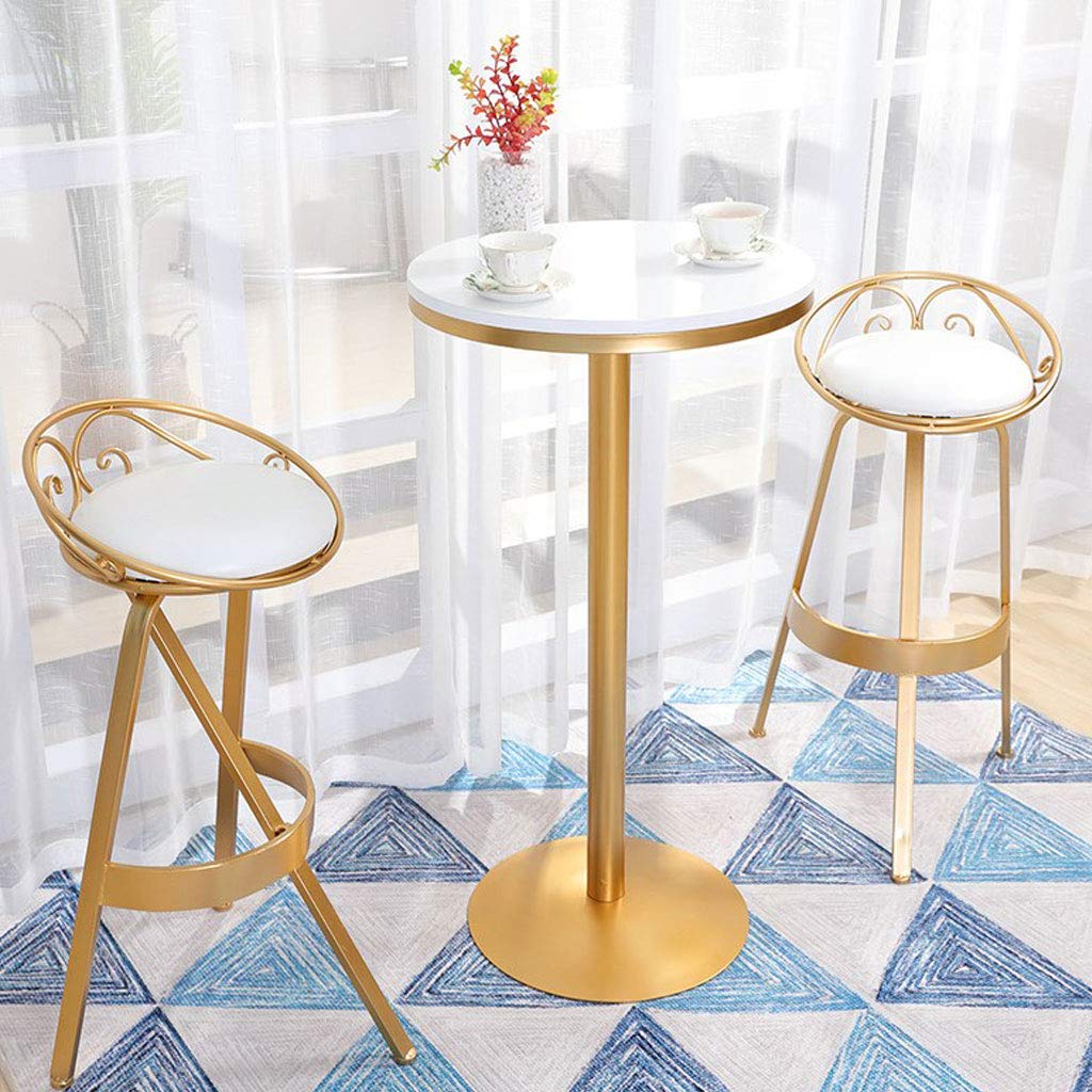 Round Bar Counter Table - White Metal Pub Dining Table & Coffee Desk for Kitchen, Living Room, Office | Multi-Purpose for Dining, Working, Entertaining | Easy Assembly Solid Frame