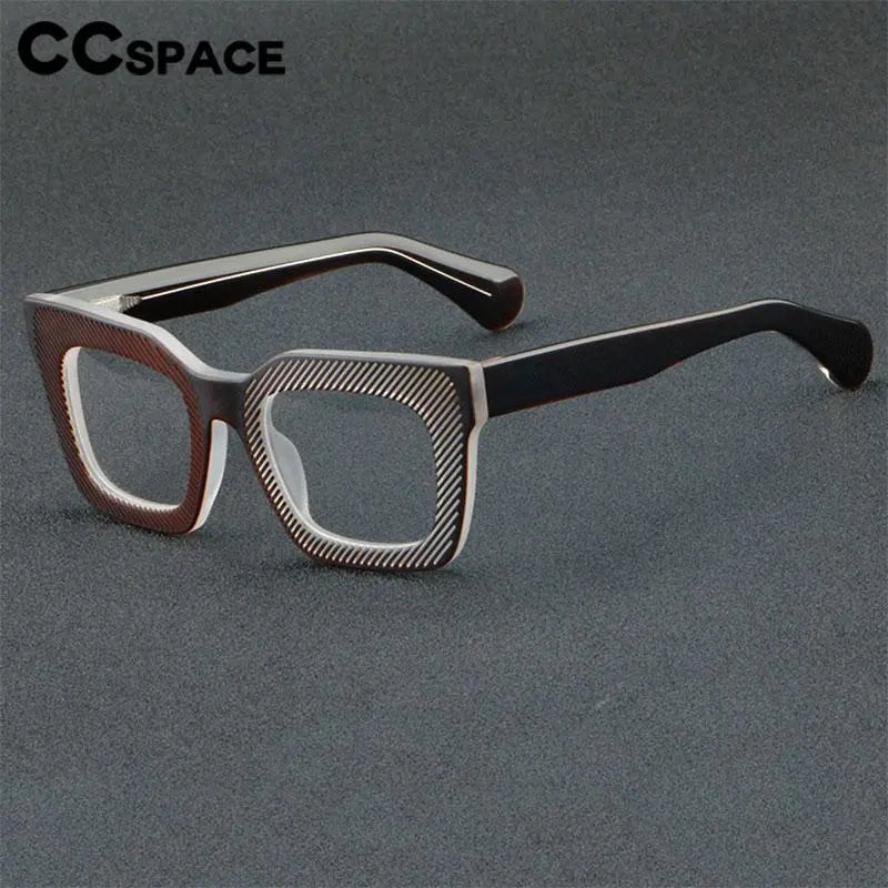 CCspace Unisex Full Rim Square Acetate Eyeglasses 56911 - Stylish & Durable Frame for Men & Women - Perfect for Work, Reading & Fashion Accessory
