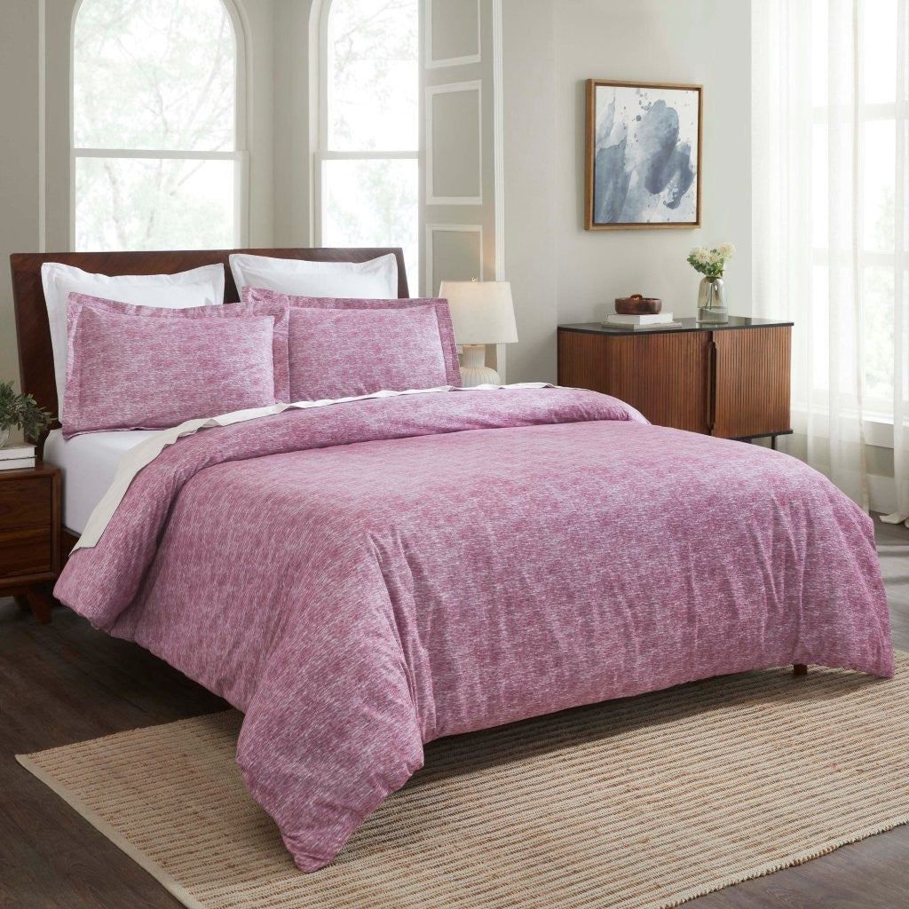Soft & Cozy Melange Flannel Cotton Two-Tone Brushed Duvet Cover Set - King Size Bedding for Winter Warmth & Comfort