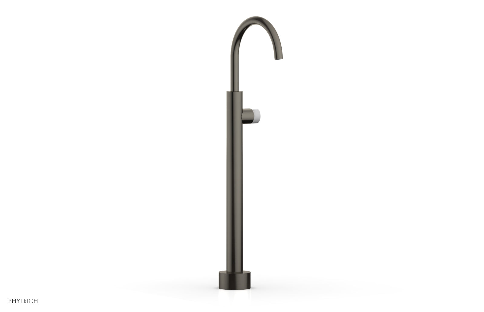 BASIC II Low Floor Mount Tub Filler with White Marble Handle - Model 230 47 04 - Perfect for Modern Bathroom Renovations and Spa-Like Bathtub Installations