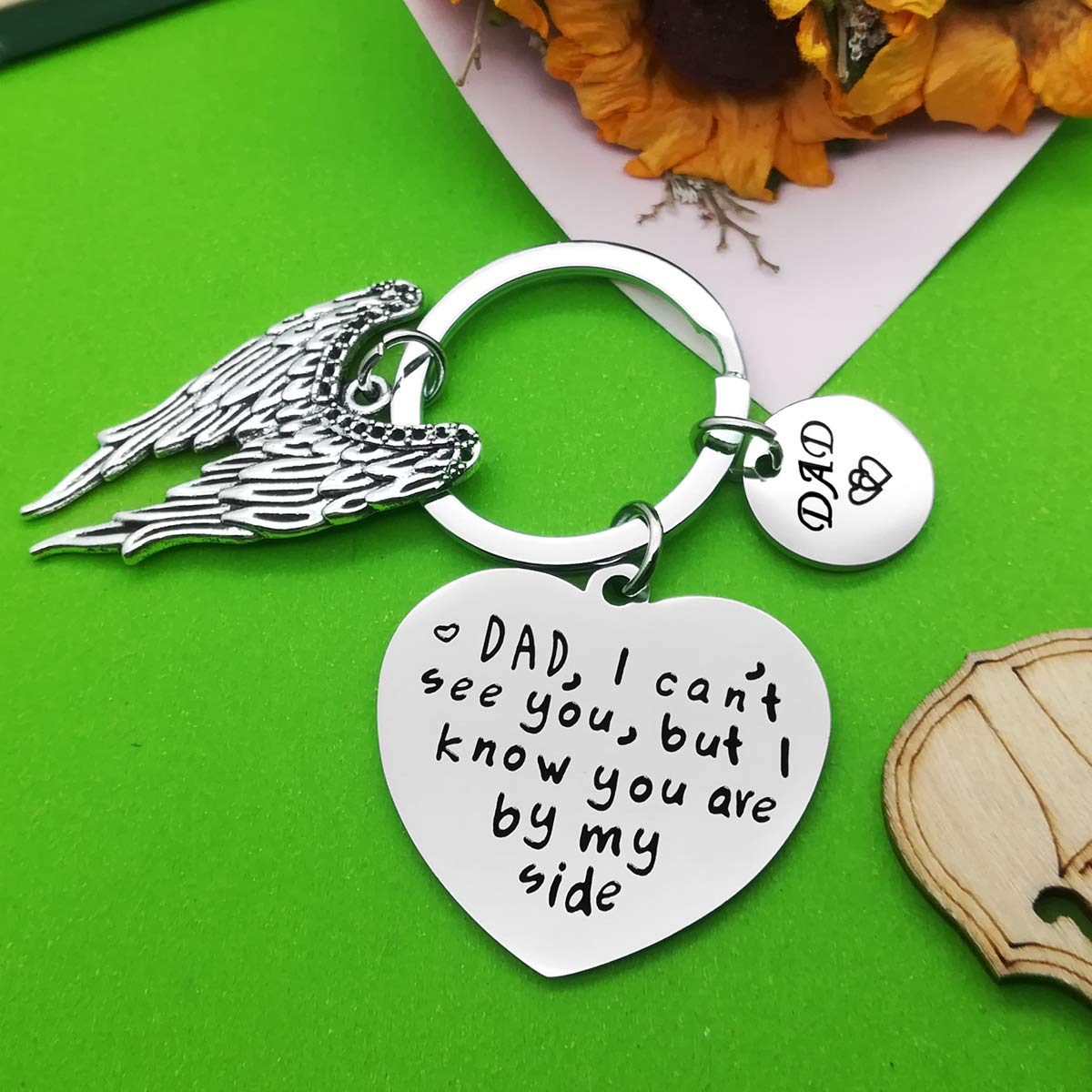 Memorial Keychain for Loss of Dad - Sympathy Gift for Father's Day, Bereavement Jewelry Keyring with 'I Can't See You But I Know You're By My Side' Engraving - Perfect Remembrance Gift for Grieving Son or Daughter - Use for Keys, Purse, or as a Comforting Keepsake