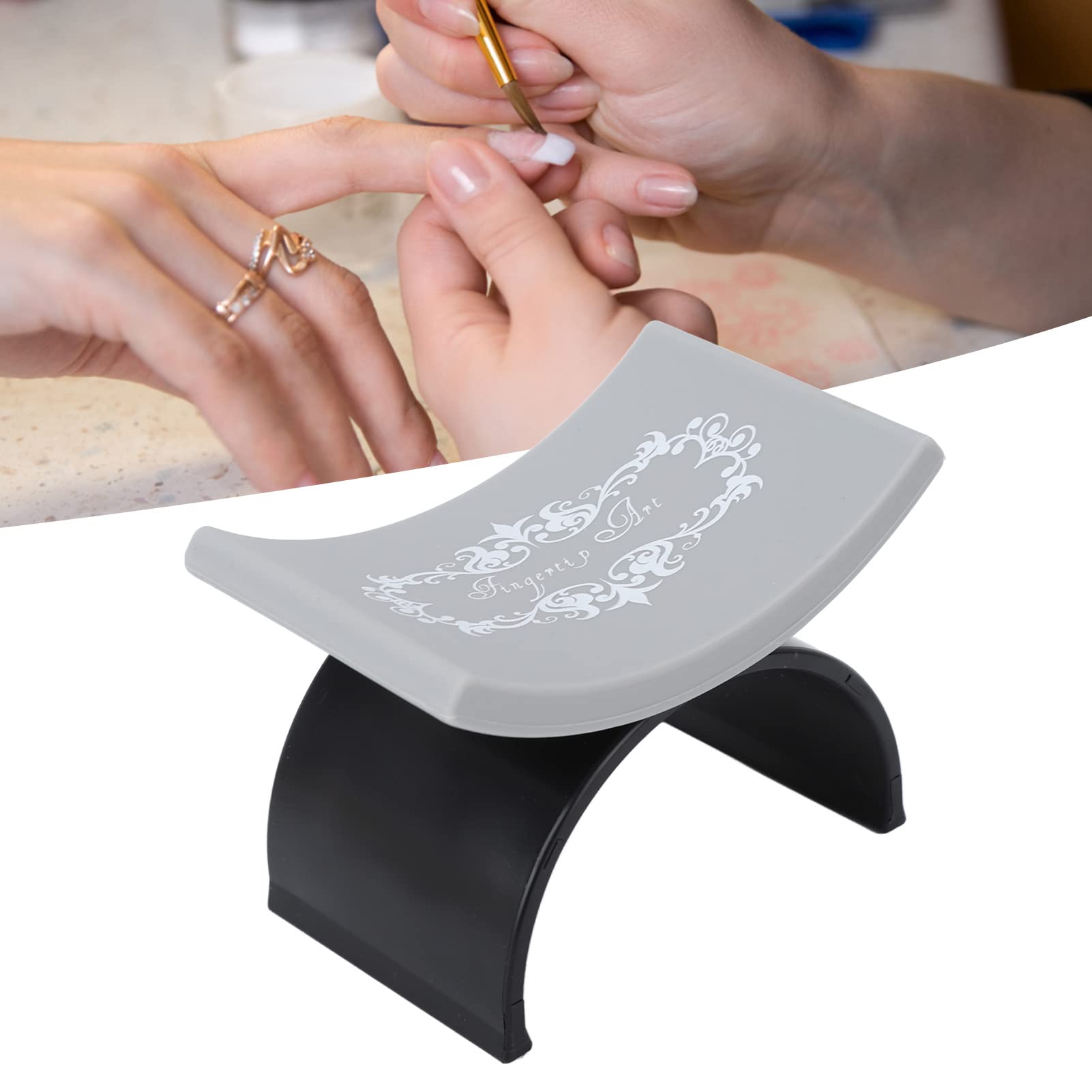 Soft Silicone U-Shaped Nail Arm Rest Cushion - Hand Pillow Holder for Manicure & Nail Art - Salon & Home Use - Comfortable Support for DIY Nails (Black) | Perfect for Nail Salons, Home Manicures & Professional Nail Artists
