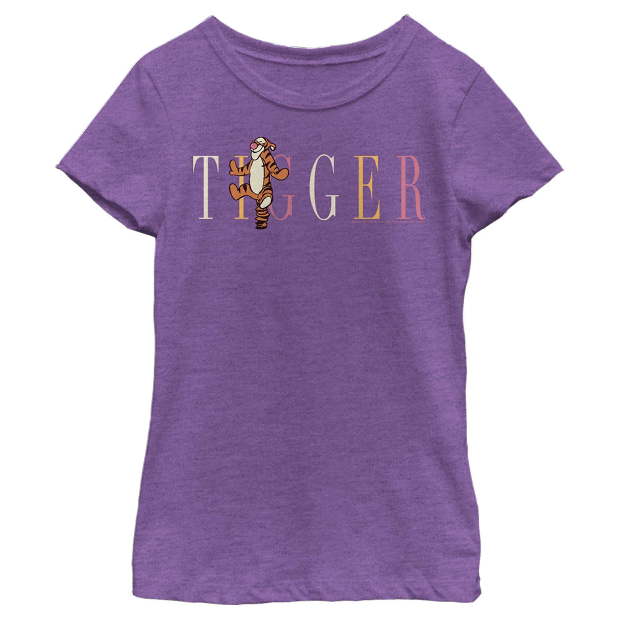 Disney Winnie The Pooh & Tigger Cute Graphic Girls Heather Gray Crewneck T-Shirt - Soft Cotton Casual Top for Playdates, School & Family Outings