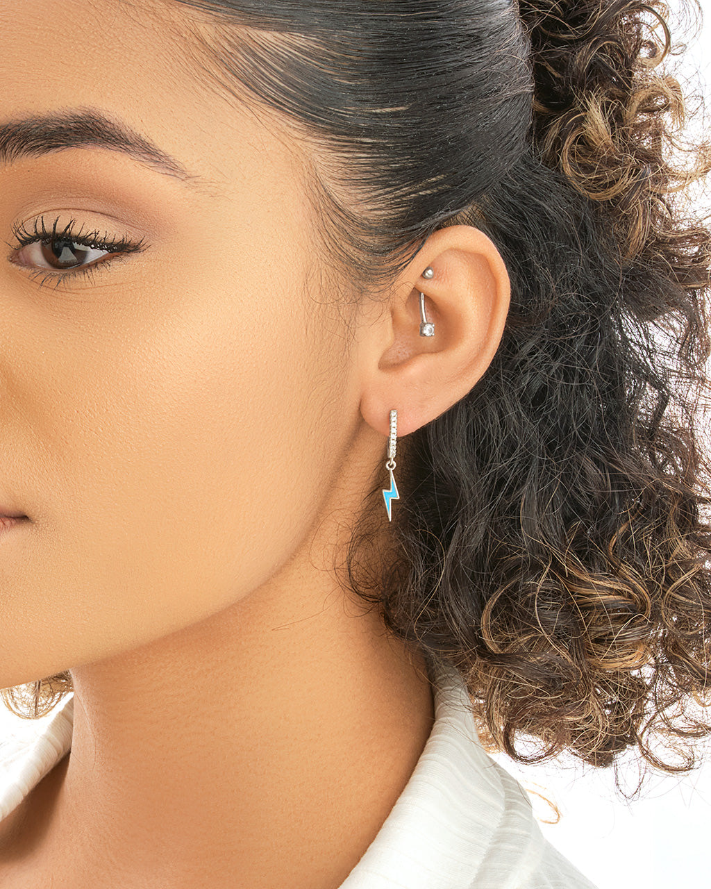 Stylish Lightning Bolt Charm Hoop Earrings for Women - Sterling Silver Dangle Earrings - Perfect for Everyday Wear, Parties & Gifts