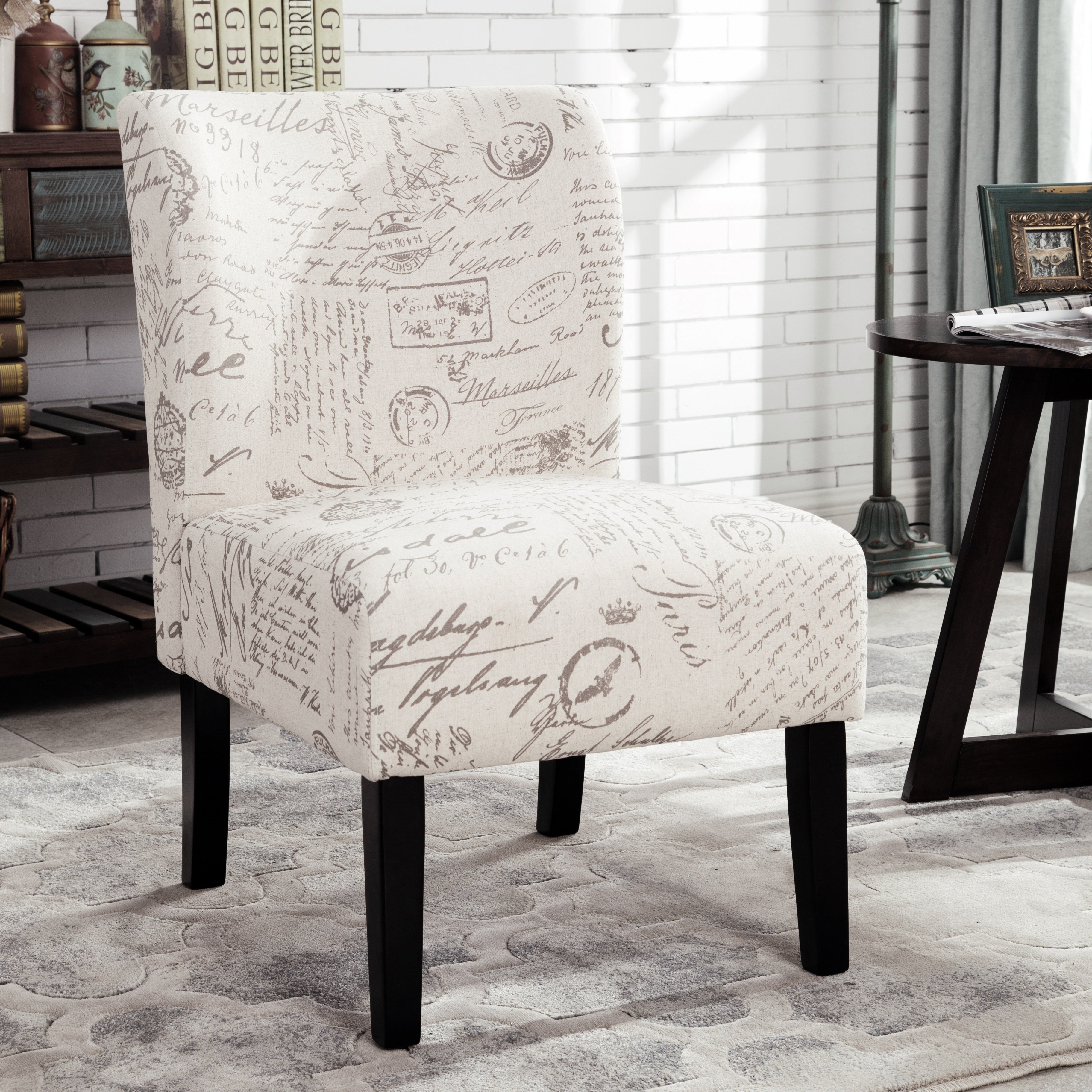 Modern Capa Fabric Armless Accent Chair by Roundhill Furniture - Stylish Contemporary Living Room Seating for Home Office, Lounge & Reading Nook