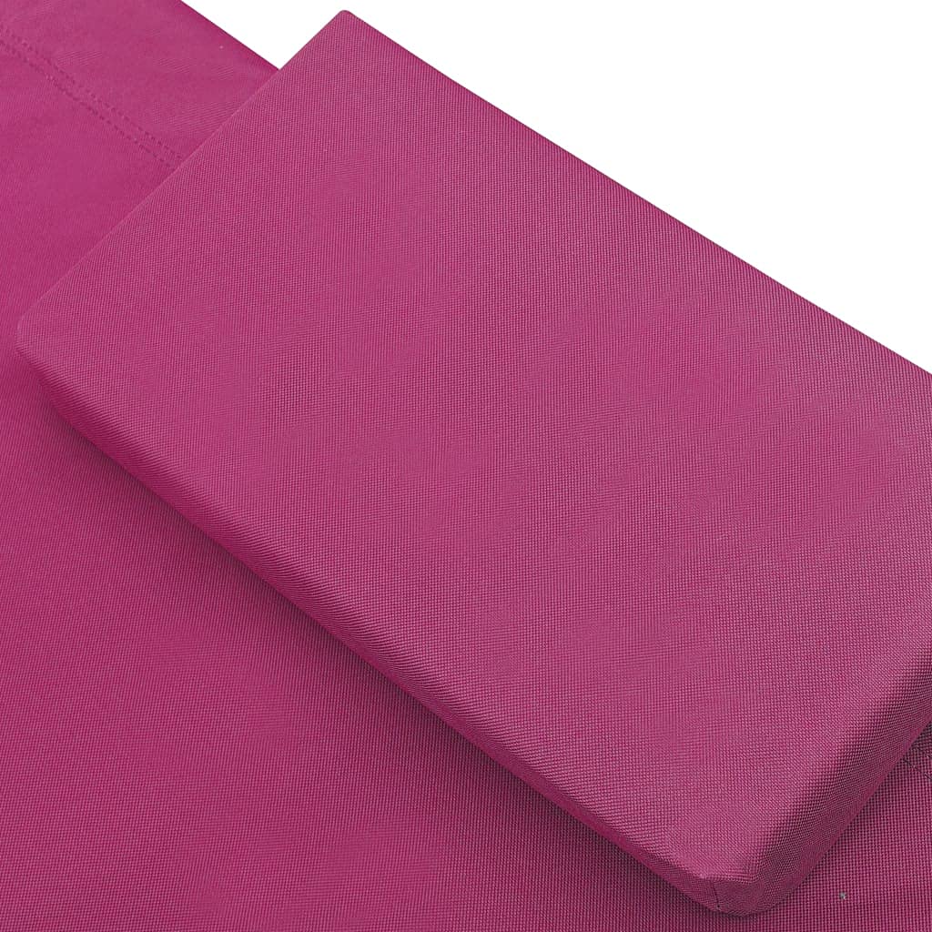 Pink Adjustable Reclining Patio Lounge Bed - Outdoor Fabric Sunbathing Chair for Garden, Beach, Pool & Lawn - Perfect for Relaxing, Tanning & Lounging in Backyard or Seaside