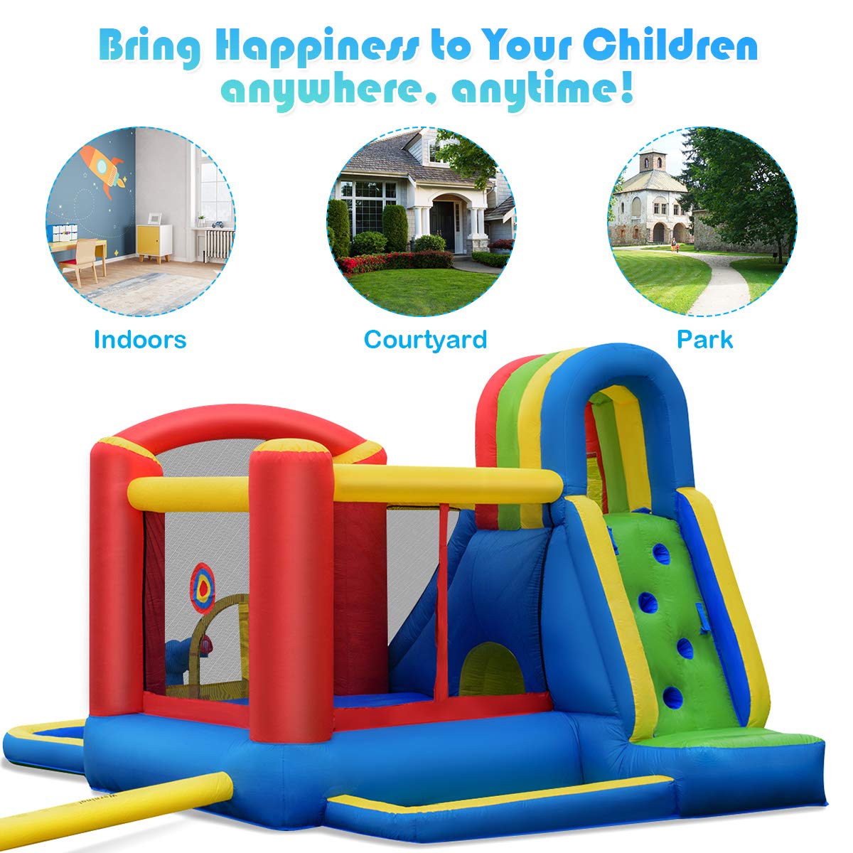 **BounTech Inflatable Water Slide for Kids - Outdoor Water Bounce House with Waterslide, Ball Pit & Splash Pool | Wet & Dry Combo Backyard Party Fun - Perfect for Summer, Birthdays & Family Gatherings**