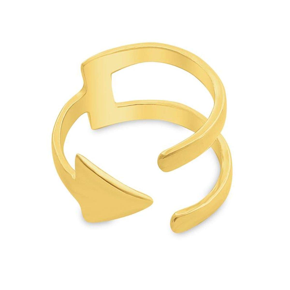 Azaggi 14K Gold Plated Arrow Double Band Open Ring for Women - Elegant Handmade Jewelry Gift for Her, Girlfriend, Teen - Perfect for Valentine's Day, Anniversary, Birthday & Everyday Wear
