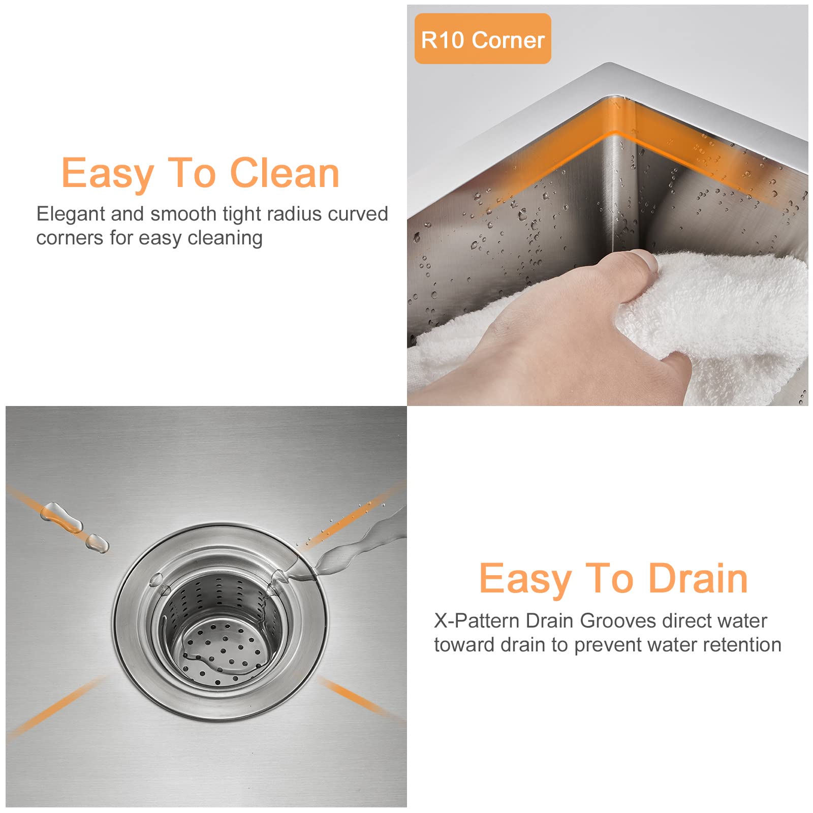ROVATE 19.6-inch Undermount Single Bowl Kitchen Sink - 304 Stainless Steel Bar Prep Sink for Small Kitchens | Perfect for Food Prep, Dishwashing & Compact Spaces