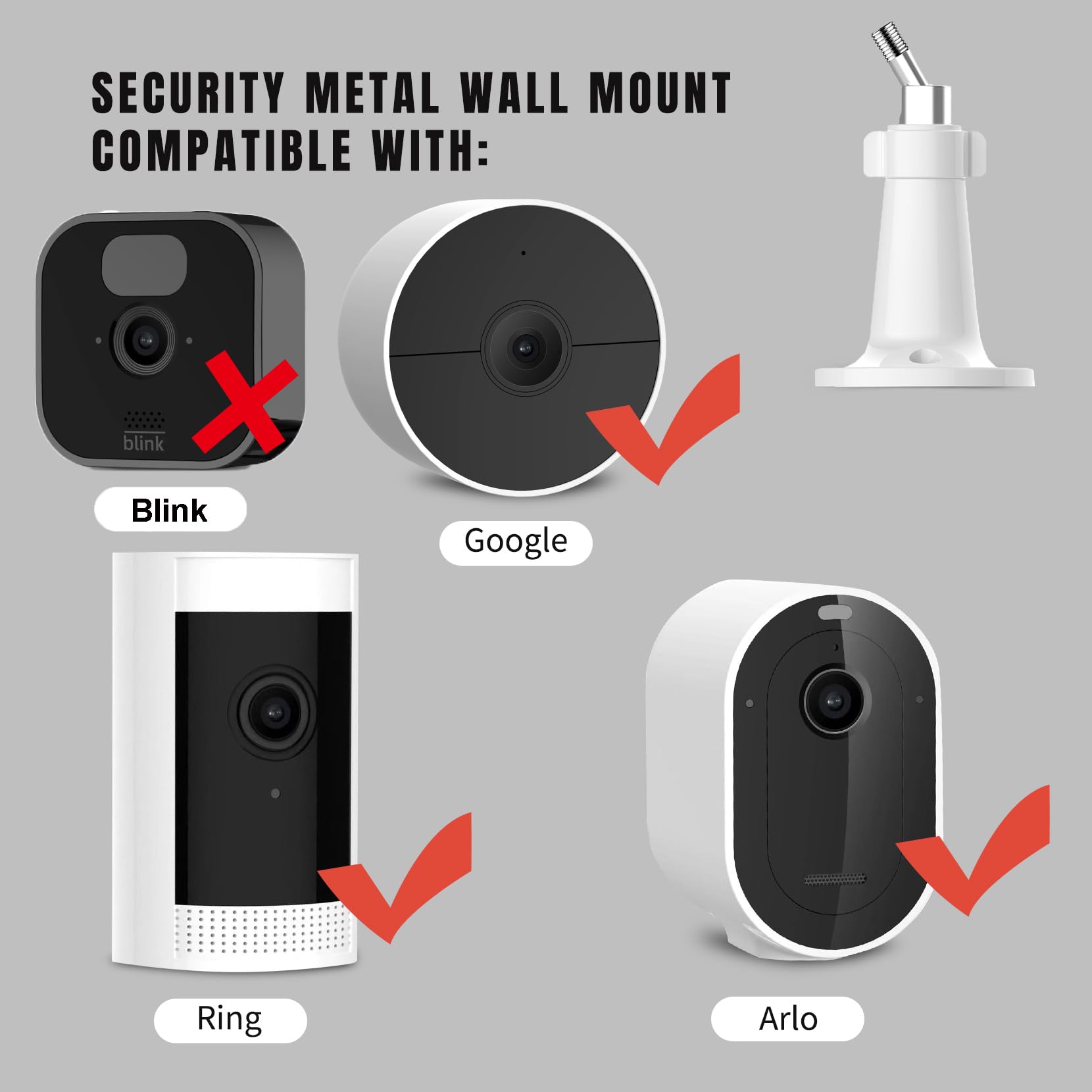 2 Pack Outdoor Camera Mount - Compatible with Arlo, Arlo Pro, Arlo Pro 2 & Wyze Cam Pan - 360° Adjustable Rotatable Security Wall Mount Bracket - Perfect for Home Security, Garage Monitoring & Backyard Surveillance