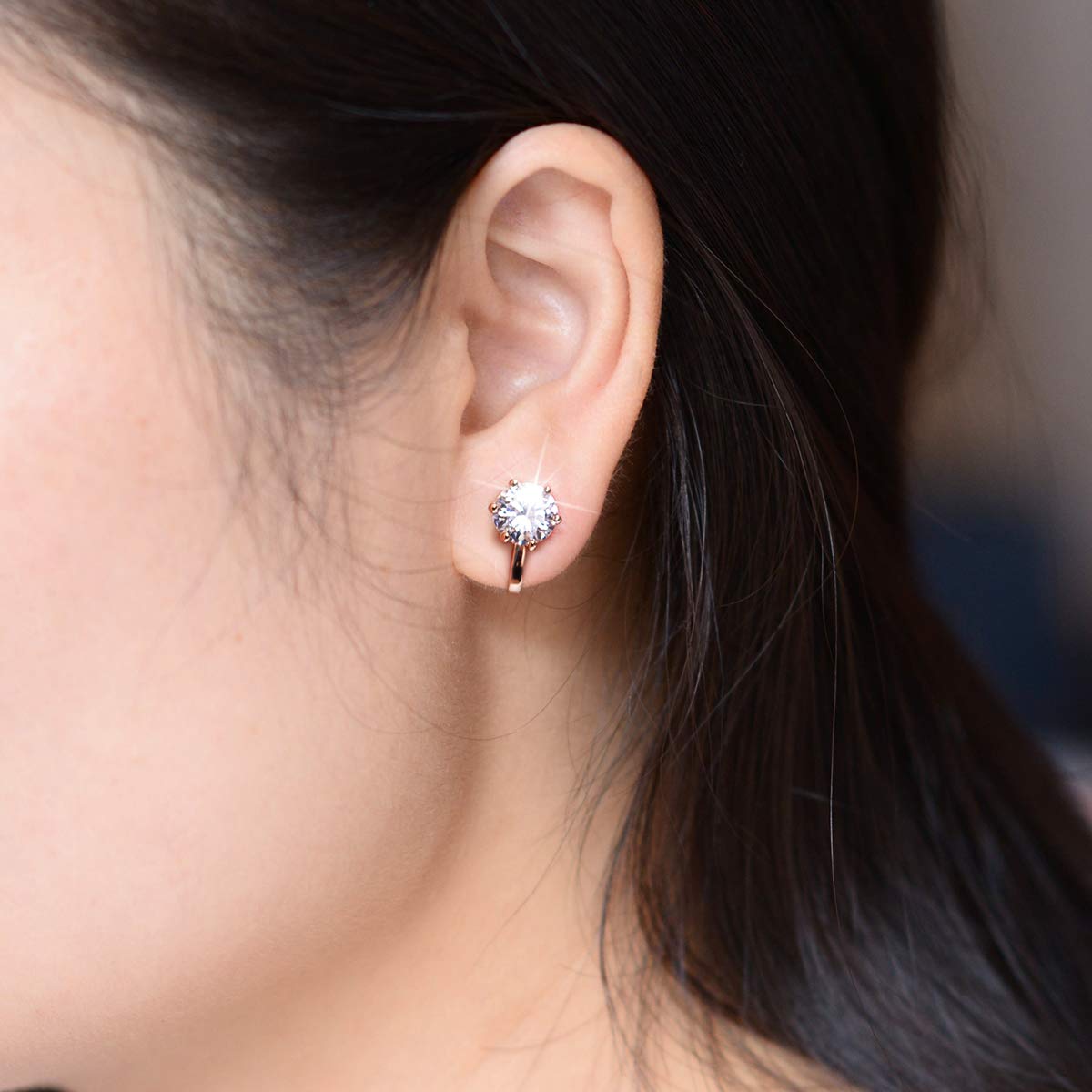 14K Gold Clip-On Hoop Earrings for Women - Hypoallergenic Non-Pierced Croissant Earrings - Perfect for Sensitive Ears, Everyday Wear & Special Occasions