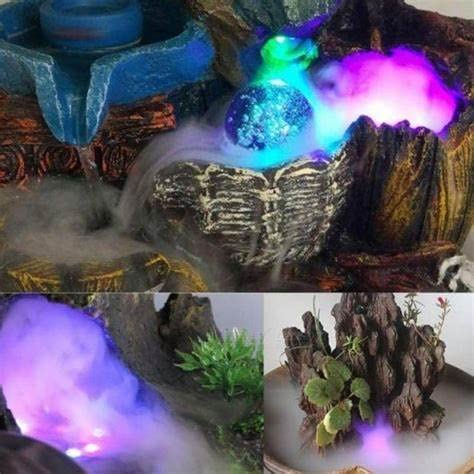 24V Black Aluminum Mini Mist Maker Fogger - Portable Water Fountain Pond Fog Machine & Air Humidifier for Home, Office, Garden Decor and Indoor Plant Care