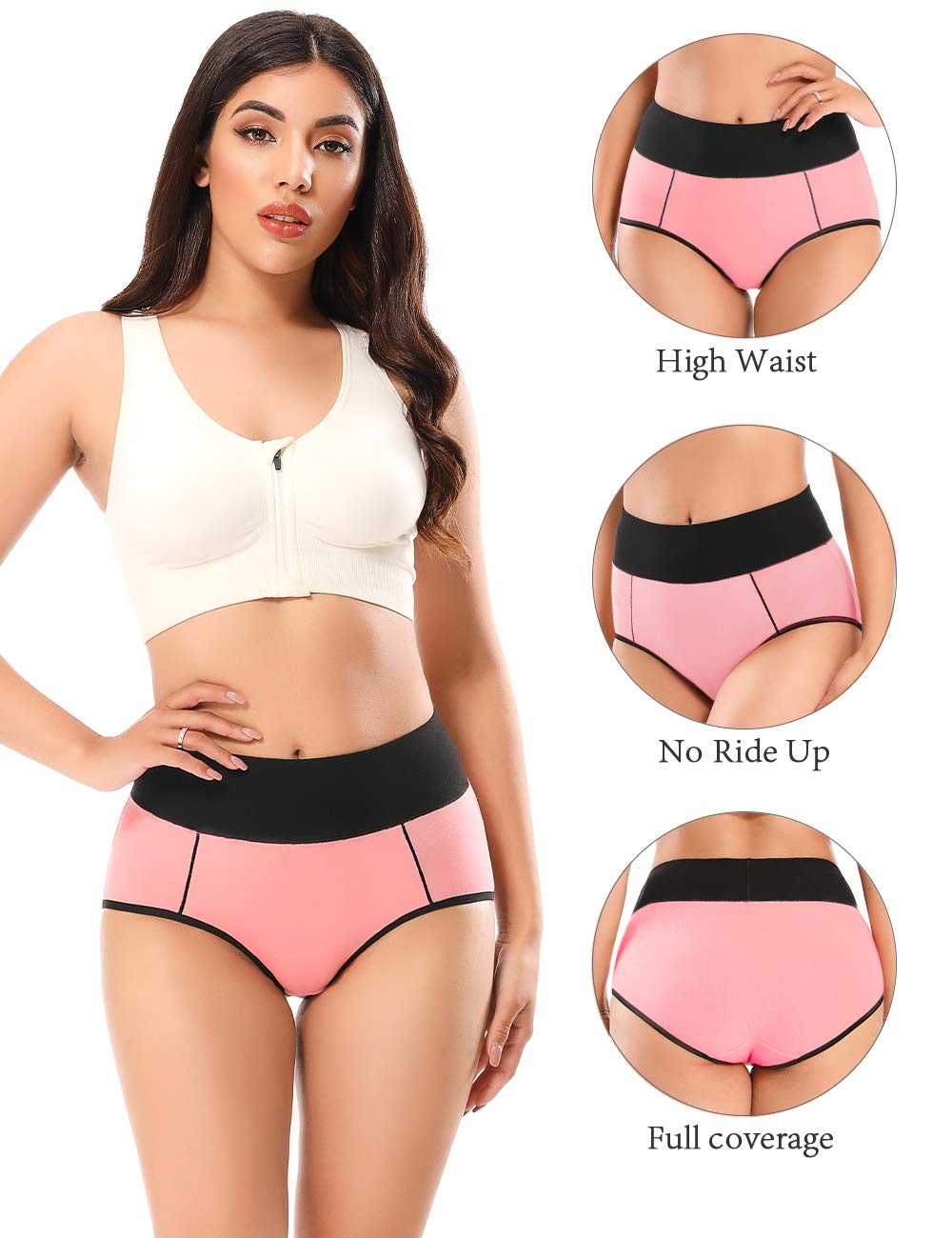 POKARLA Women's Cotton High Waist Underwear - Soft Breathable Full Coverage Briefs for Postpartum, Plus Size & Everyday Comfort - Perfect for Maternity, Recovery & Daily Wear