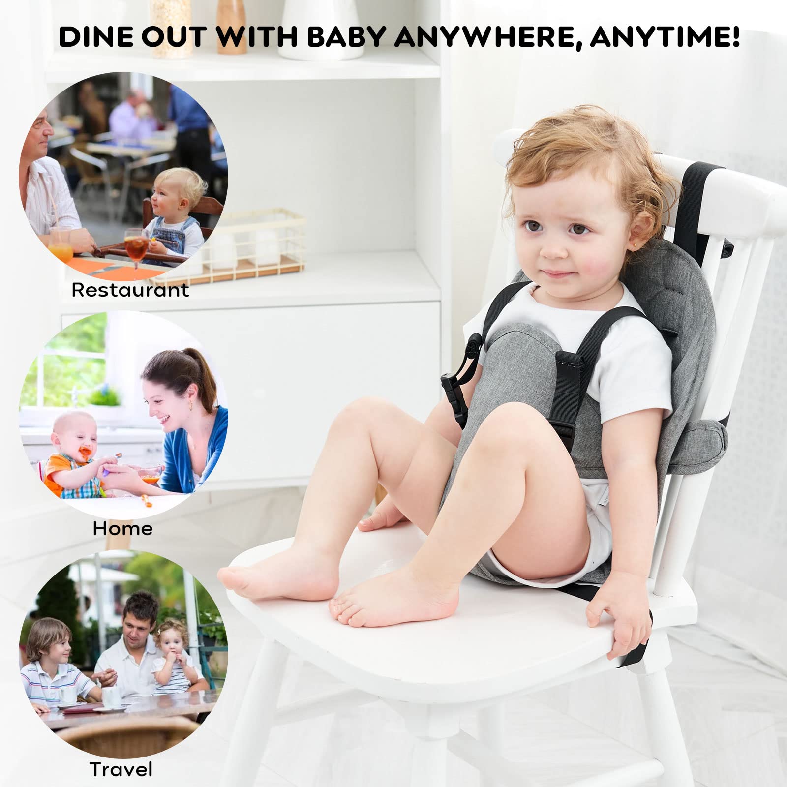 Portable Baby High Chair Harness Seat - Lightweight Travel Booster for Toddlers & Infants - Secure Dining Table Seat for Restaurants, Airplanes & Outdoor Adventures - Must-Have Baby Travel Gear