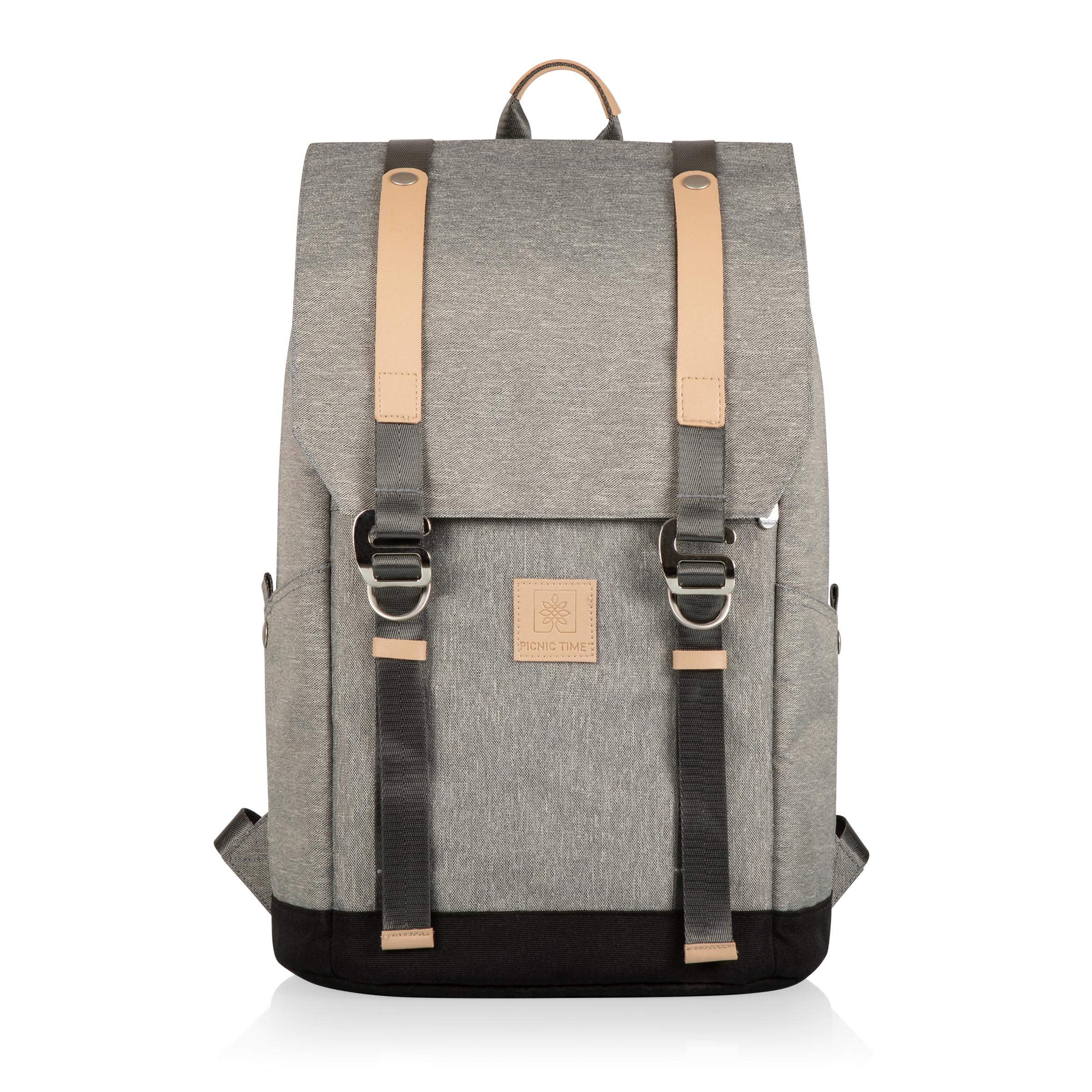 PICNIC TIME - PT-Frontier Picnic Backpack with Cooler & Picnic Set - Insulated Backpack for Outdoor Adventures, Camping, Hiking & Beach Trips (Heathered Gray)