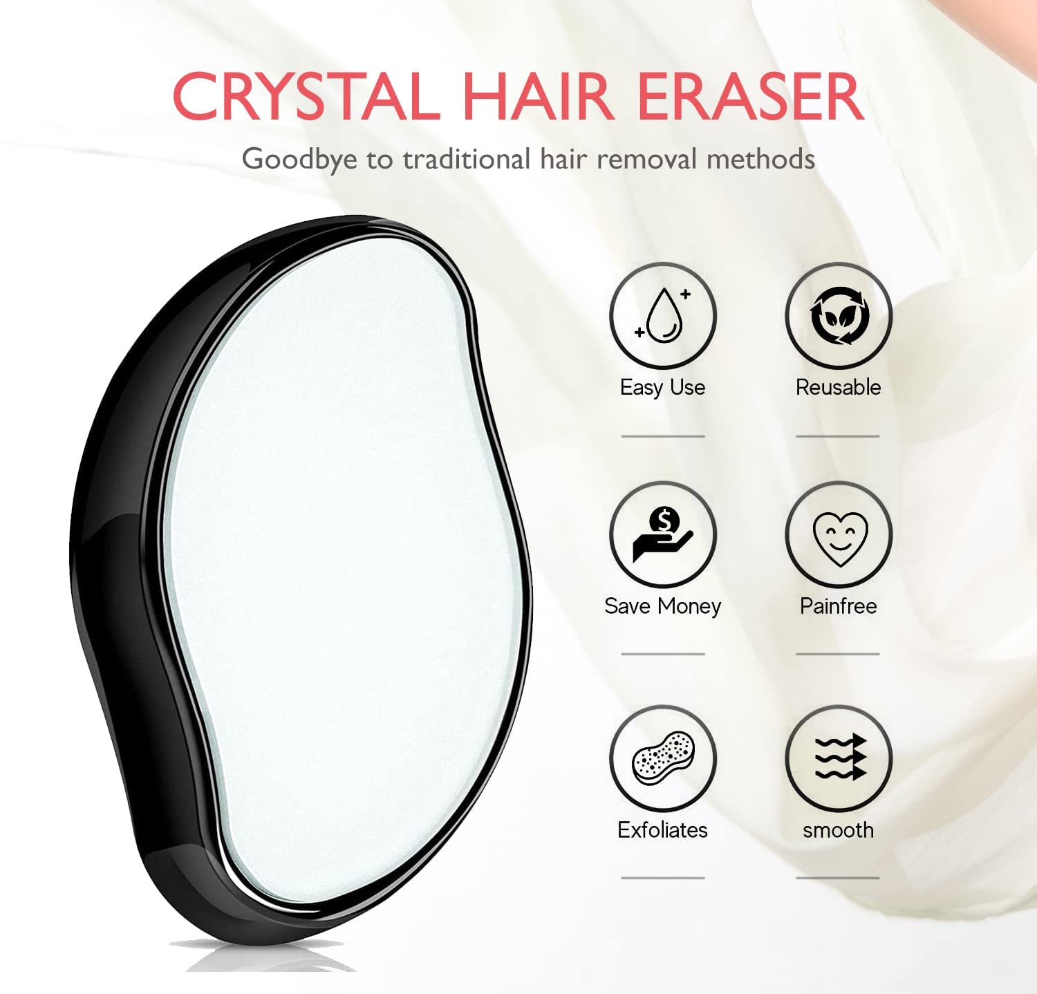 ISIRONA® Reusable Crystal Hair Remover for Women & Men - Painless Exfoliation & Hair Removal Tool for Arms, Legs, Bikini Line | At-Home Spa Treatment & Smooth Skin Care (Pack of 1)