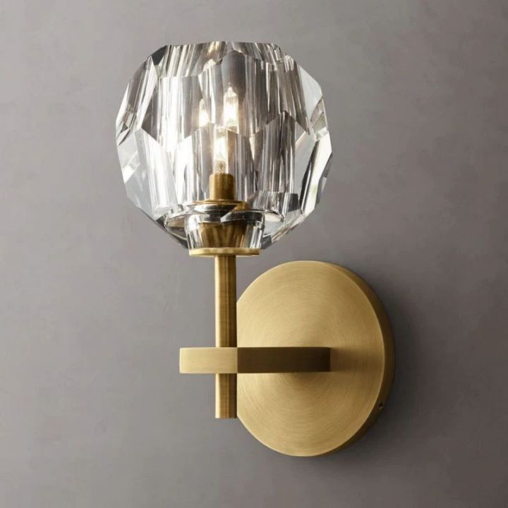 Crystal Clear Glass Short Wall Sconce - Modern Minimalist Lighting Fixture for Bedroom, Living Room, and Hallway Decor