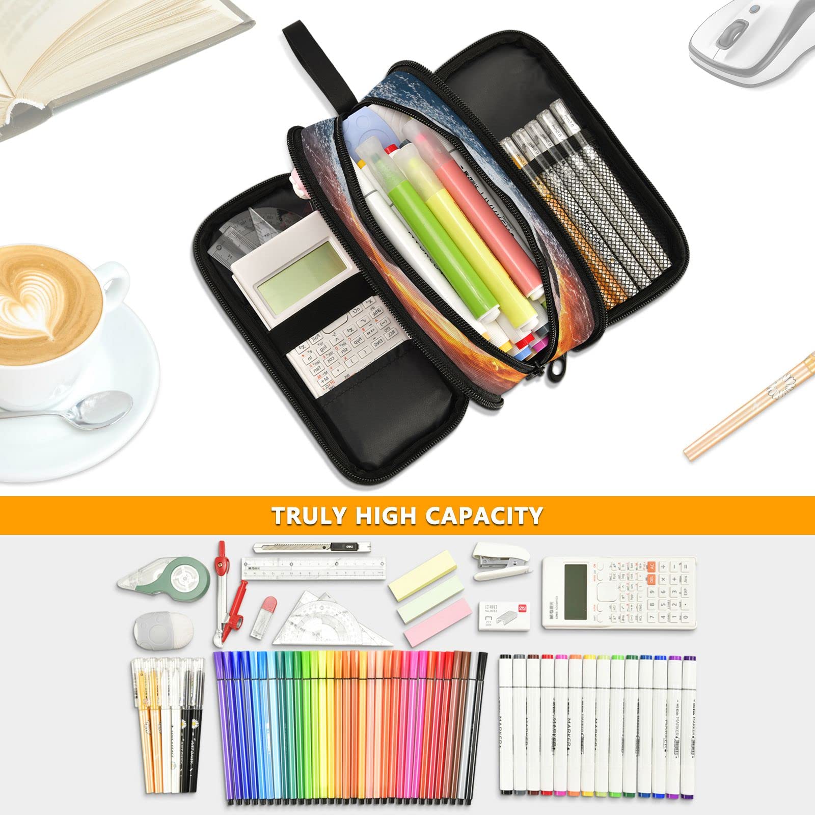 Waterproof & Fireproof 3-Compartment Pencil Case - Durable Pen Organizer for School, Office & Travel - Perfect Stationery Storage for Students, Boys & Girls (Ideal for Backpacks, Desks & On-the-Go Use)