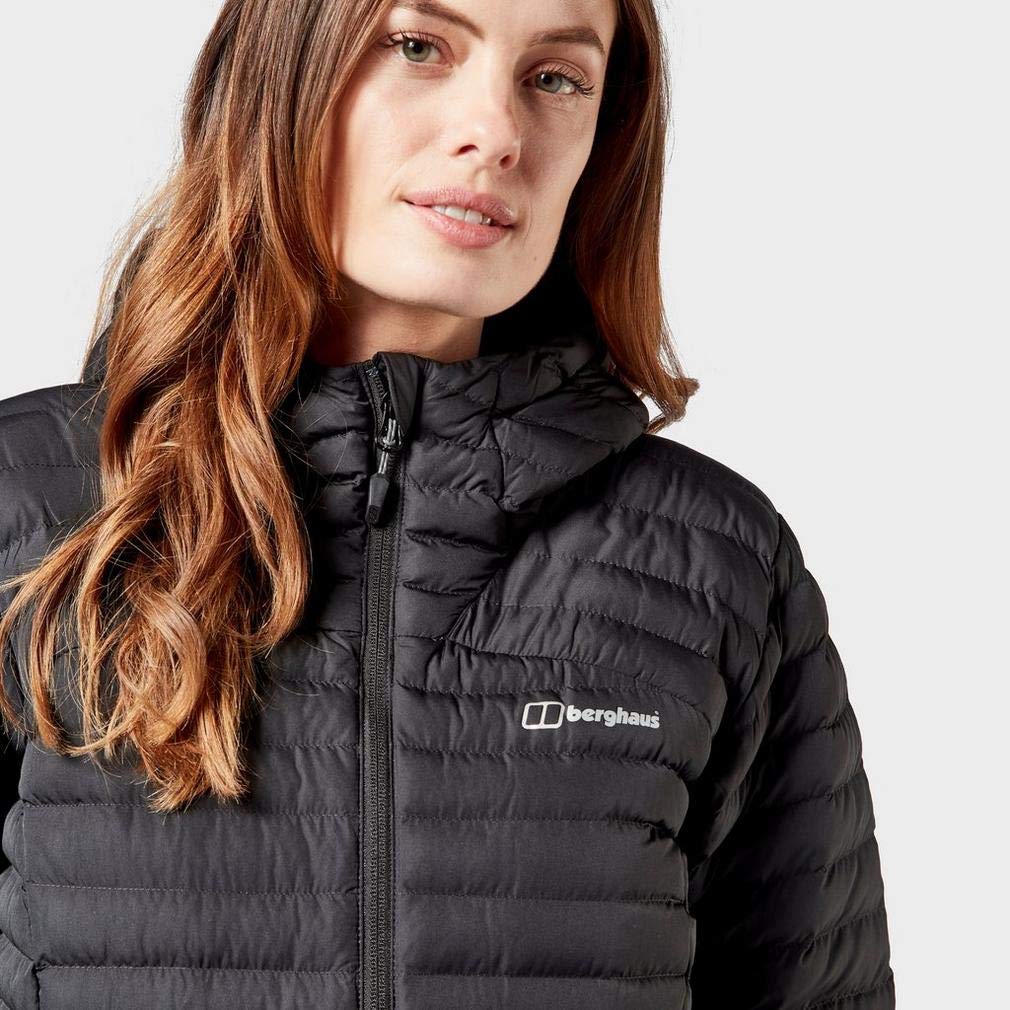 Berghaus Nula Micro Long Women's Padded Hooded Jacket Coat - Waterproof Winter Parka for Hiking & Outdoor Activities (Black, Size 10)