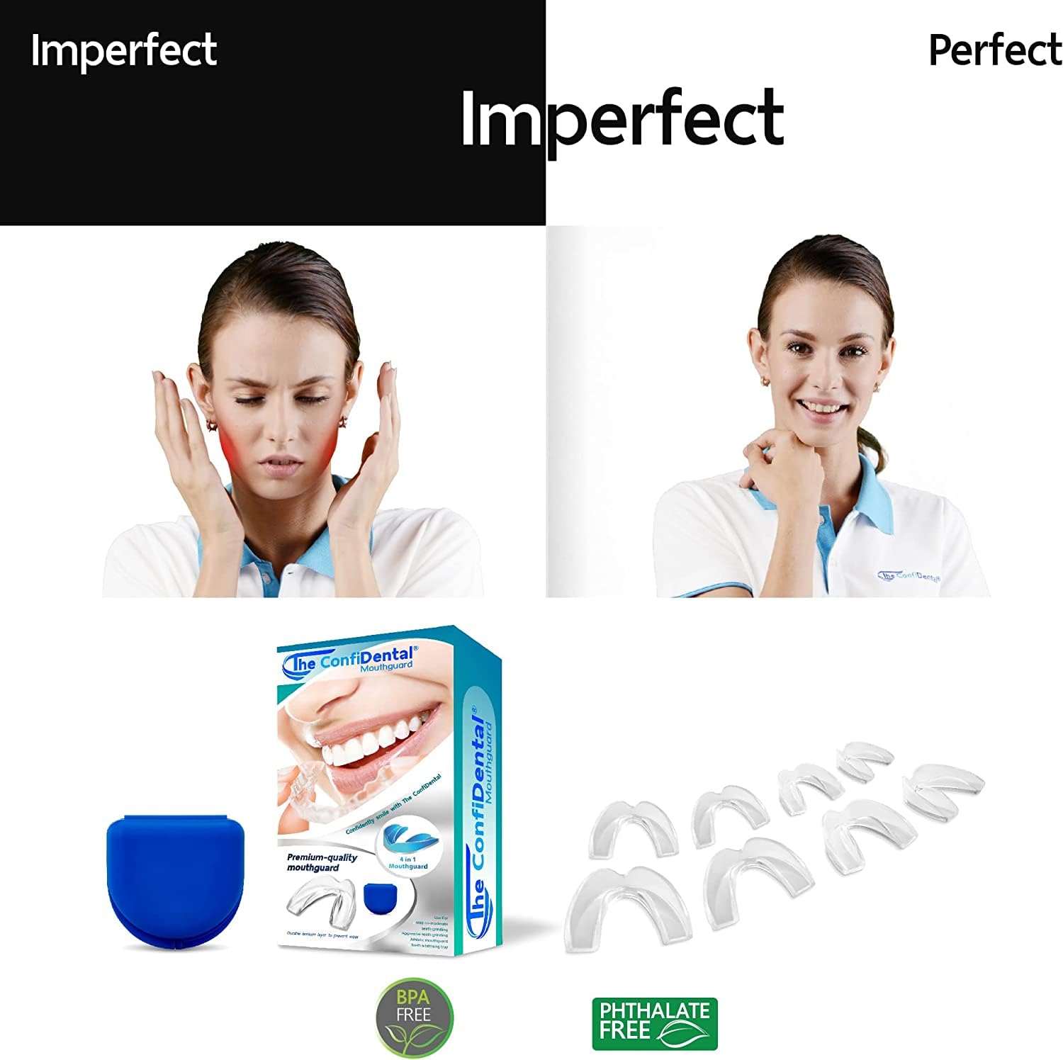 Custom Fit Mouth Guards for Teeth Grinding & Clenching (Pack of 8) - 4 Regular & 4 Small Sizes - Bruxism Relief, Sports Protection & Teeth Whitening Tray - Perfect for Nighttime Use, Boxing, MMA & Dental Care