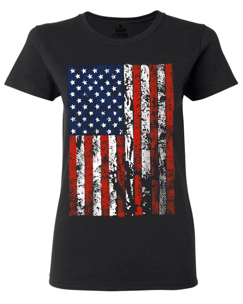 Vintage Distressed American Flag Women's T-Shirt - Patriotic USA Stars & Stripes Tee for Casual Wear, 4th of July & Independence Day Celebrations