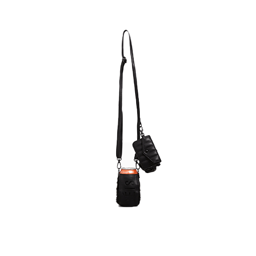 Premium Black Koozie Sling - Insulated Can & Bottle Holder for Outdoor Activities, Beach, Camping, and Tailgating | Hands-Free Beverage Carrier for Hiking, BBQ, and Sports Events