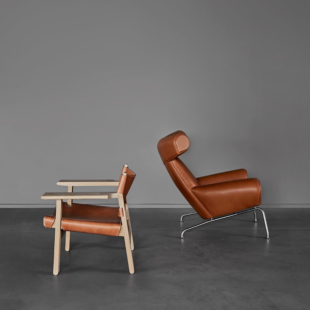 Erik Jørgensen Wegner Ox Chair - Mid Century Modern Leather Lounge Chair for Living Room, Office & Reading Nook - Scandinavian Design Replica