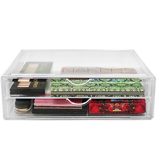 Sorbus Large Stackable Acrylic Drawers - 2-Piece Clear Storage Organizer for Makeup, Nail Polish, Hair Accessories & Beauty Supplies - Vanity & Bathroom Countertop Organizer - Perfect for Bedroom, Salon & Travel Beauty Storage